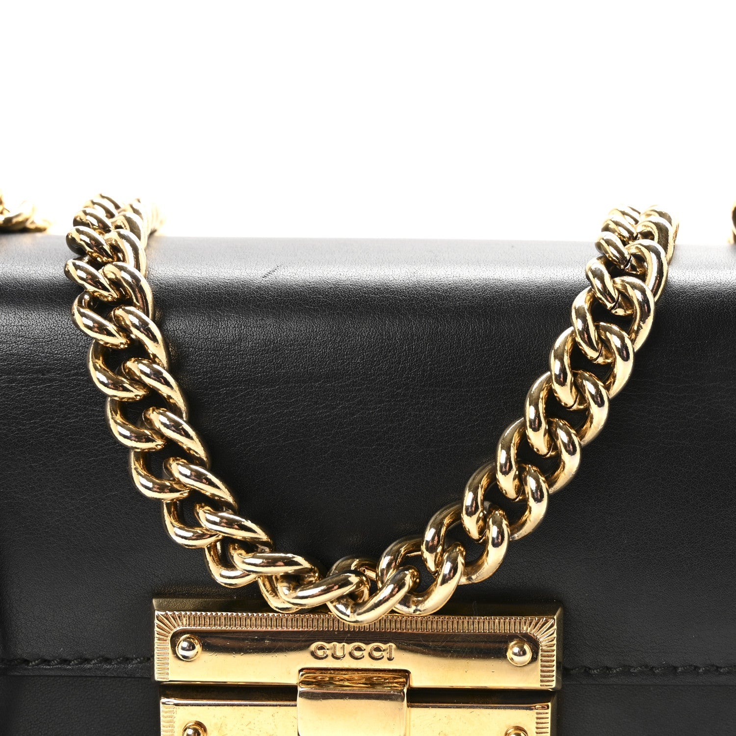 Calfskin Small Padlock Shoulder Bag Black