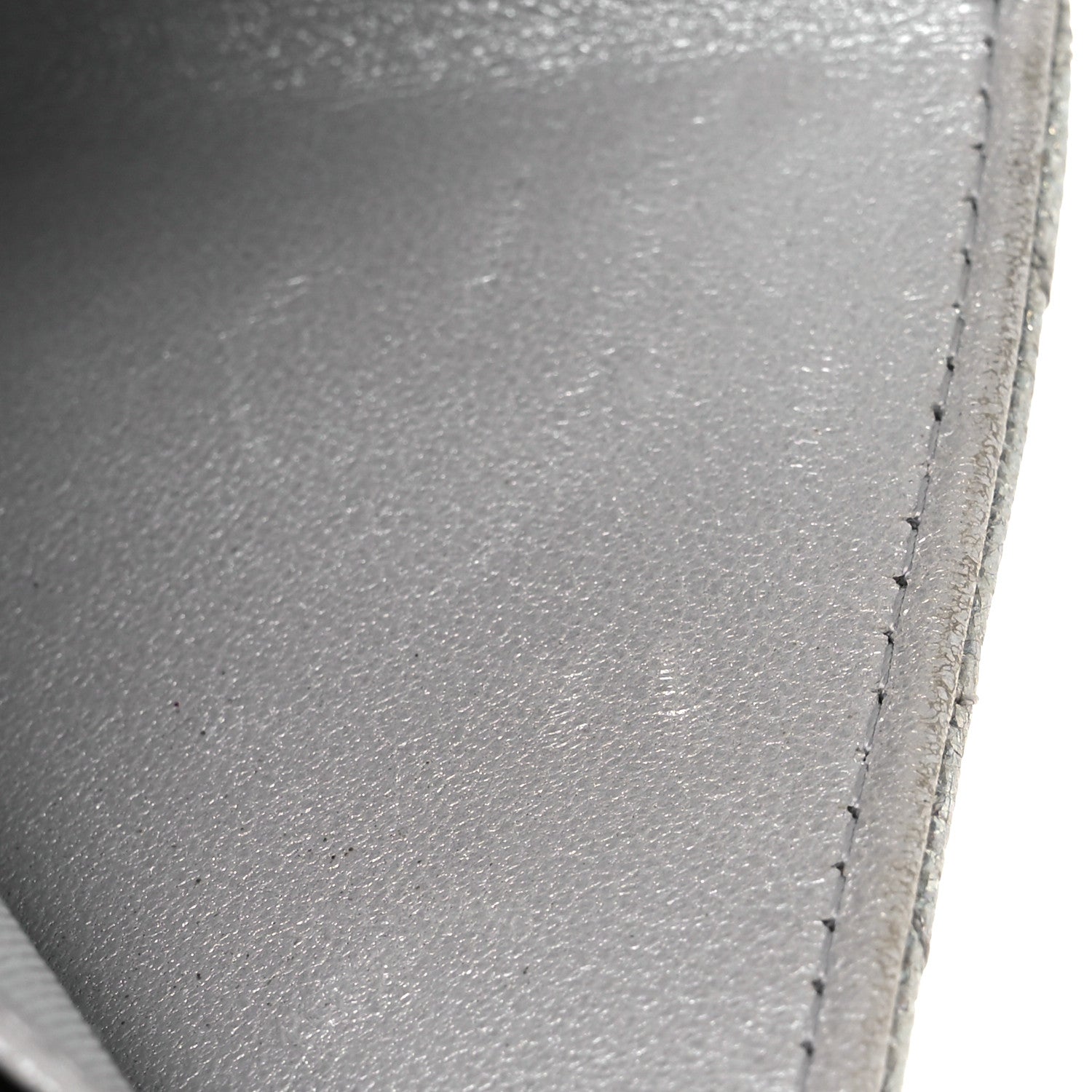Metallic Caviar Quilted Compact Flap Wallet Silver