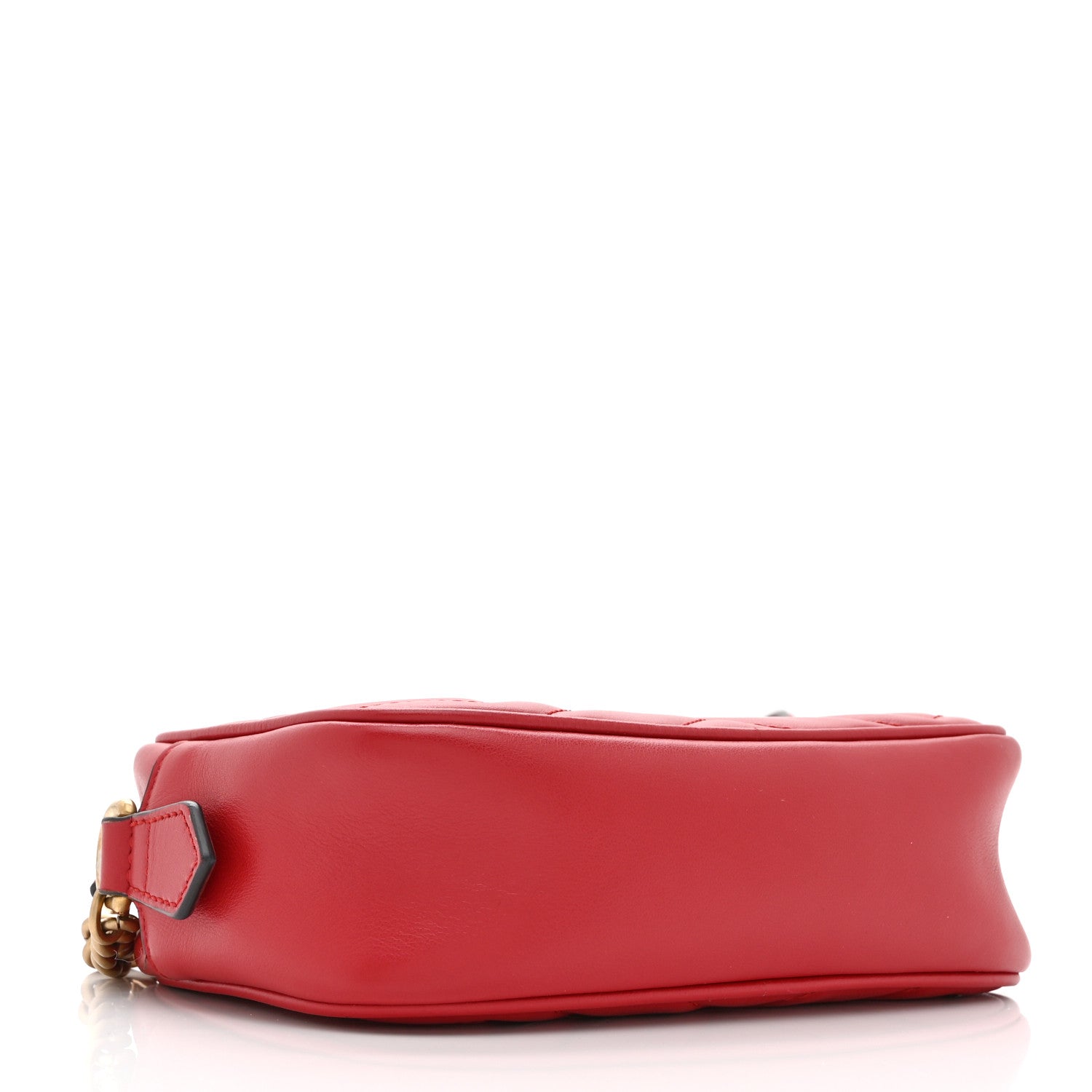 Calfskin Matelasse Mini GG Marmont Chain Shoulder Bag Hibiscus Red