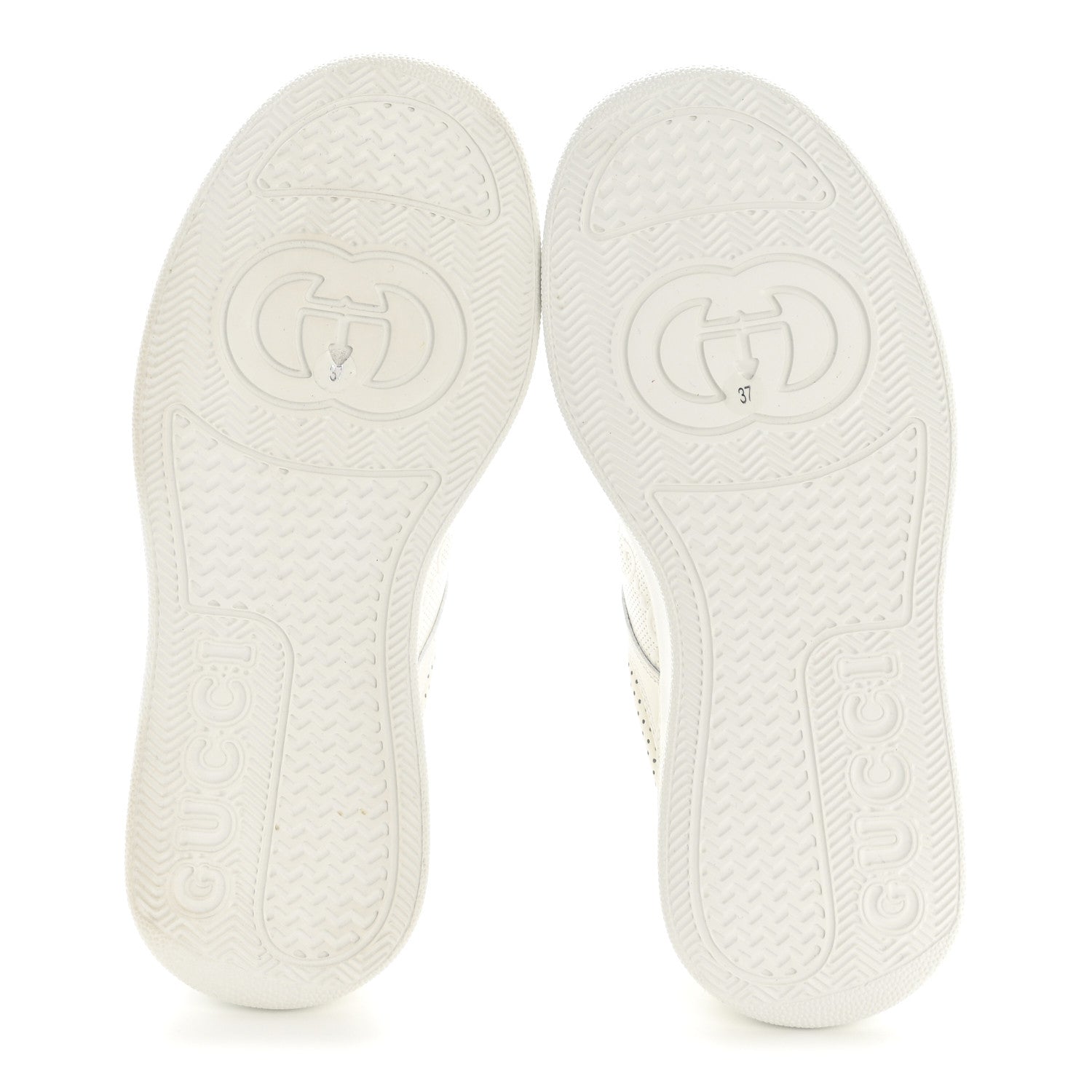 Calfskin GG Tennis Embossed Perforated Womens Platform 55mm Sneakers 37 Great White