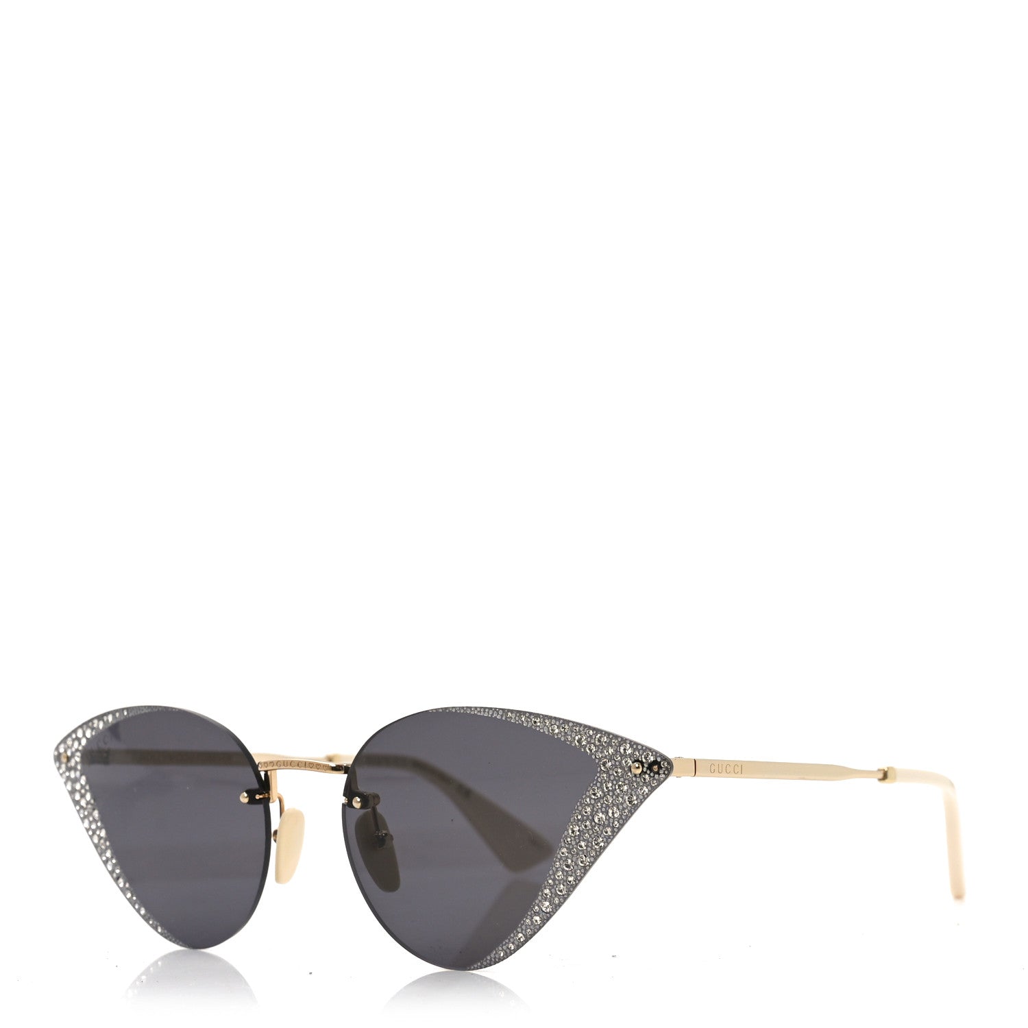 Metal Crystal Geometrical Frame Sunglasses GG0898S Silver Gold