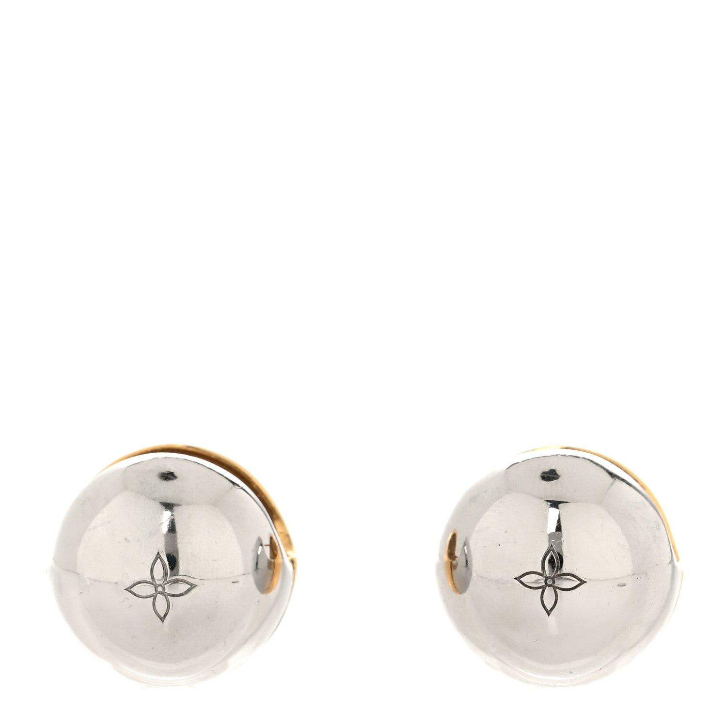 Metal Pearl Planete LV Earrings Gold Silver