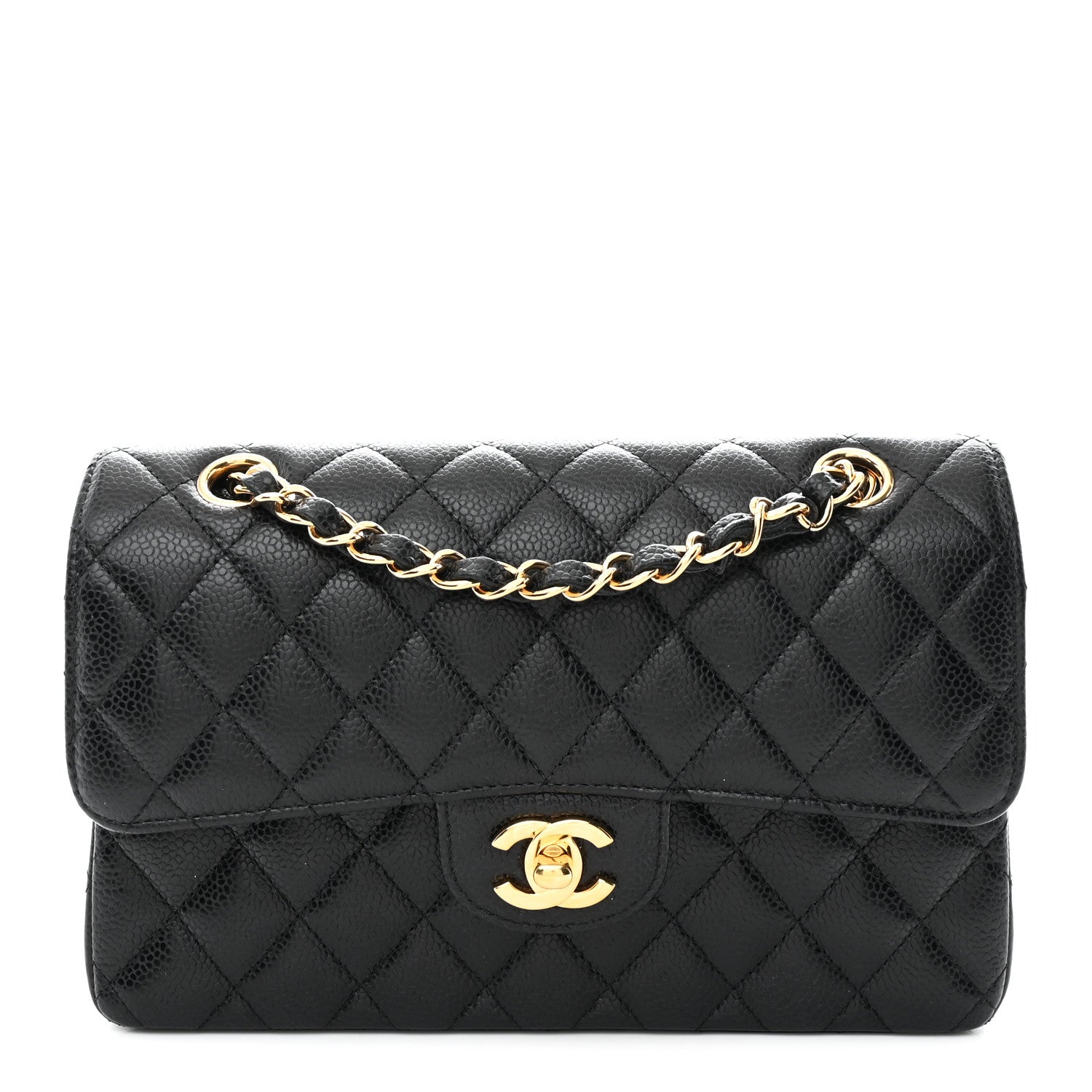 Caviar Quilted Small Double Flap Black
