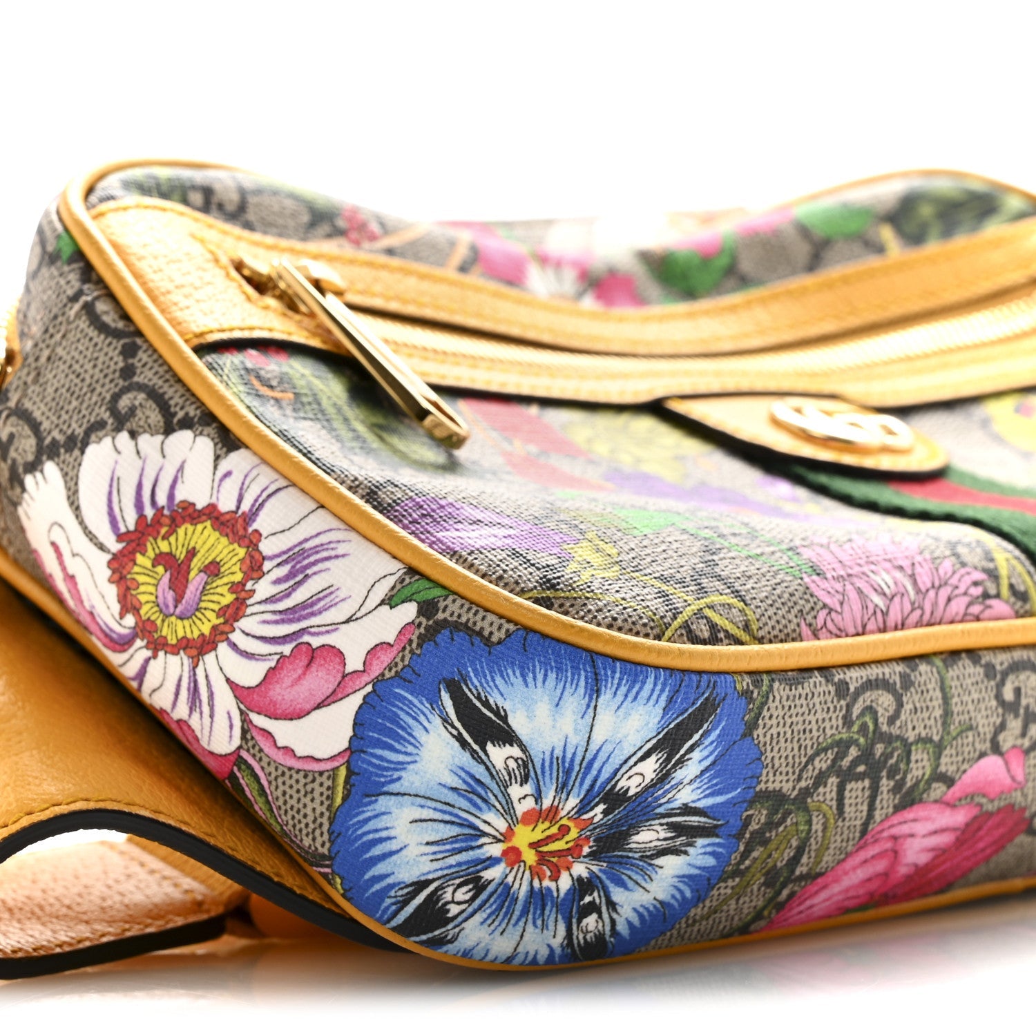 GG Supreme Monogram Flora Medium Ophidia Belt Bag Beige Multicolor Crop