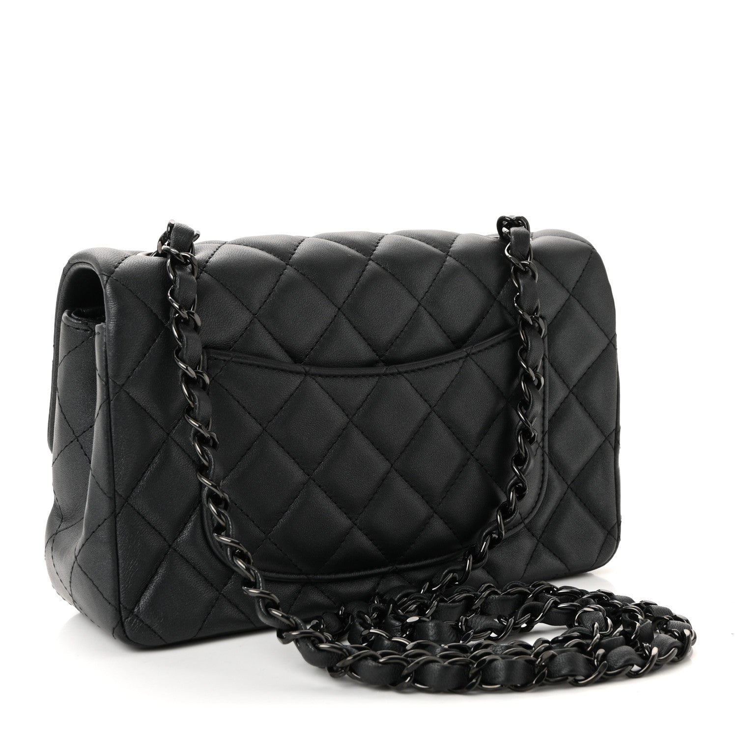 Lambskin Quilted Mini Rectangular Flap So Black