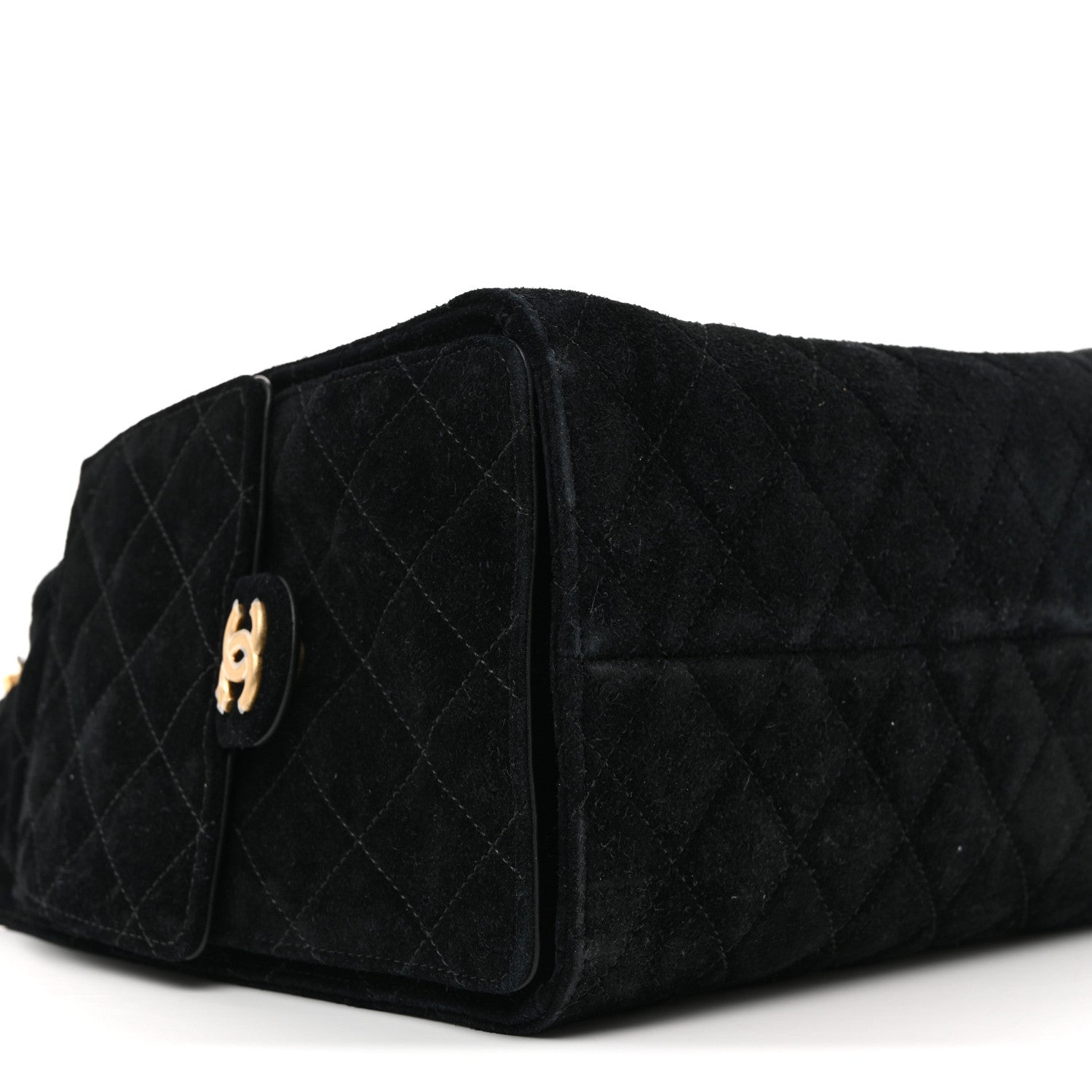 Suede Quilted Medium Chanel 25 Handbag Black