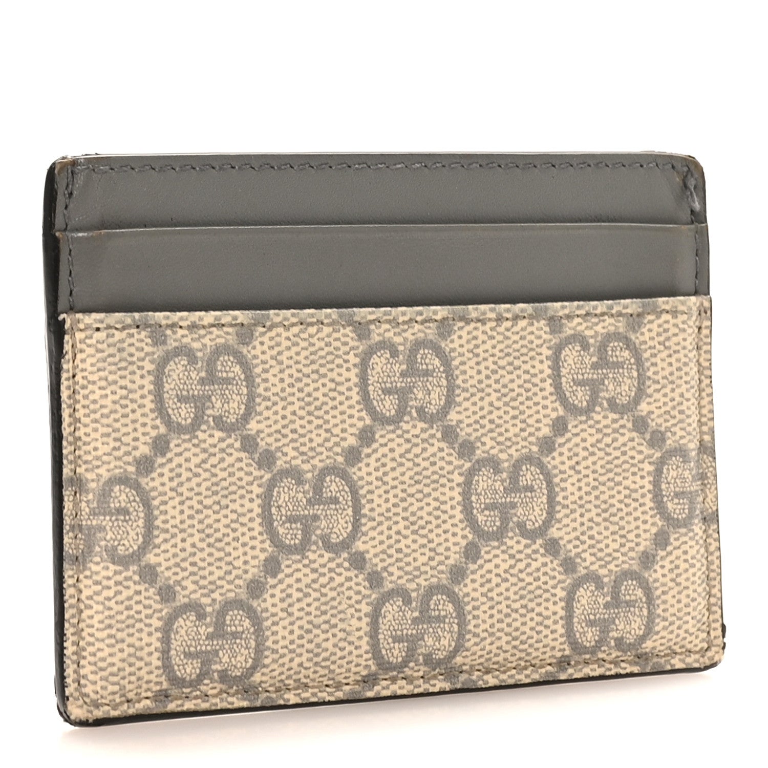 GG Supreme Monogram Calfskin Card Holder Beige Grey