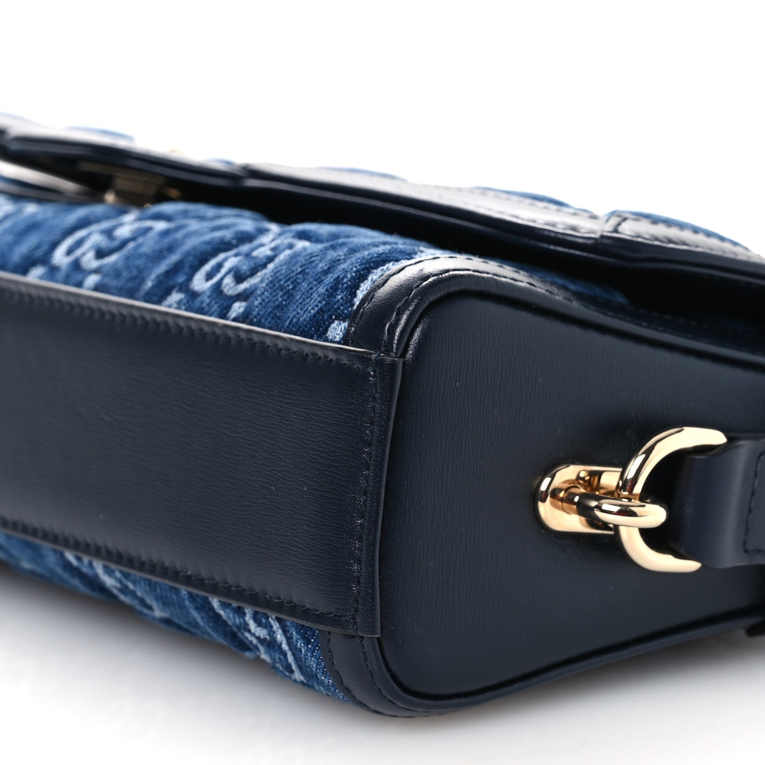 GG Monogram Denim Small Luce Shoulder Bag Blue