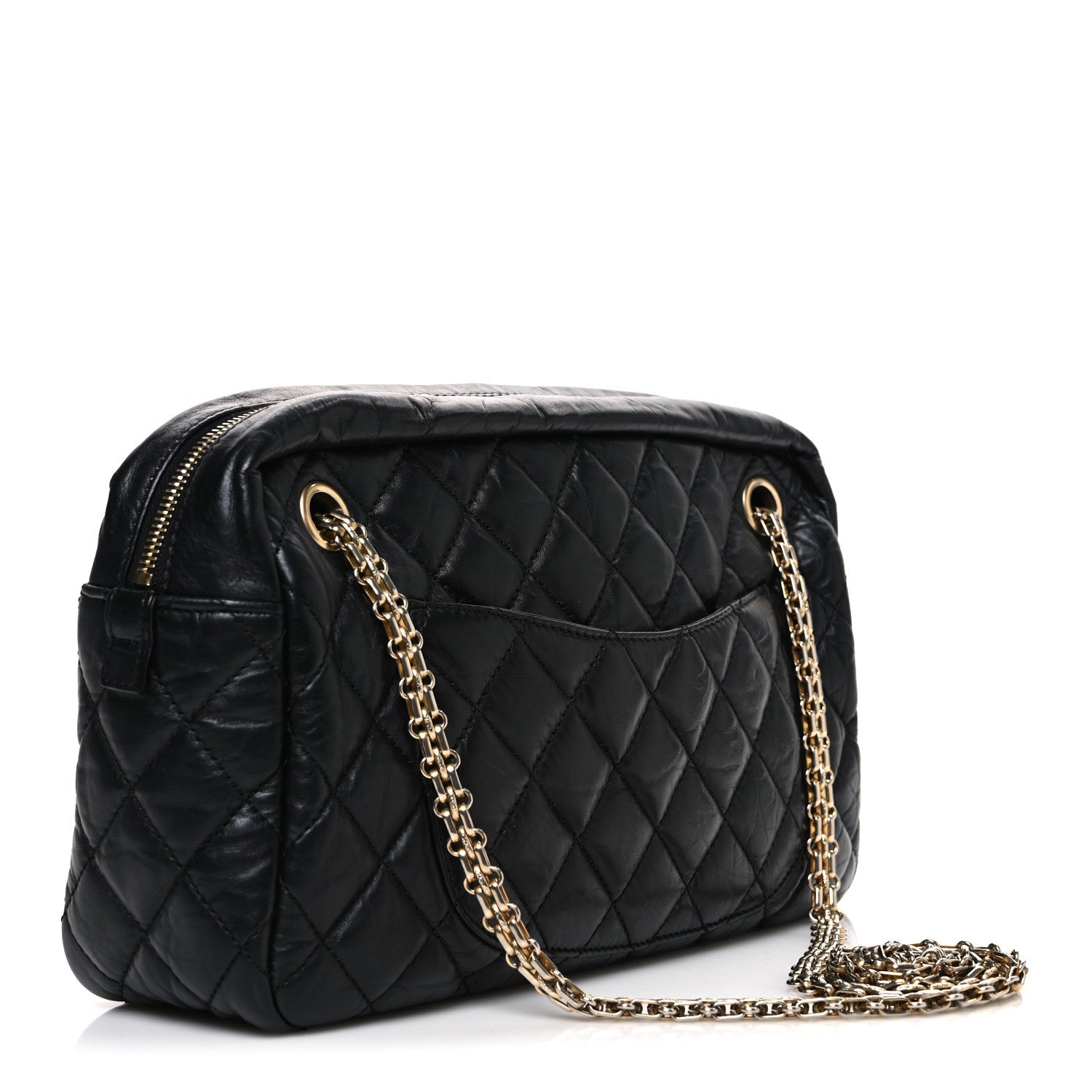 Aged Calfskin Quilted Medium Reissue Camera Case Black