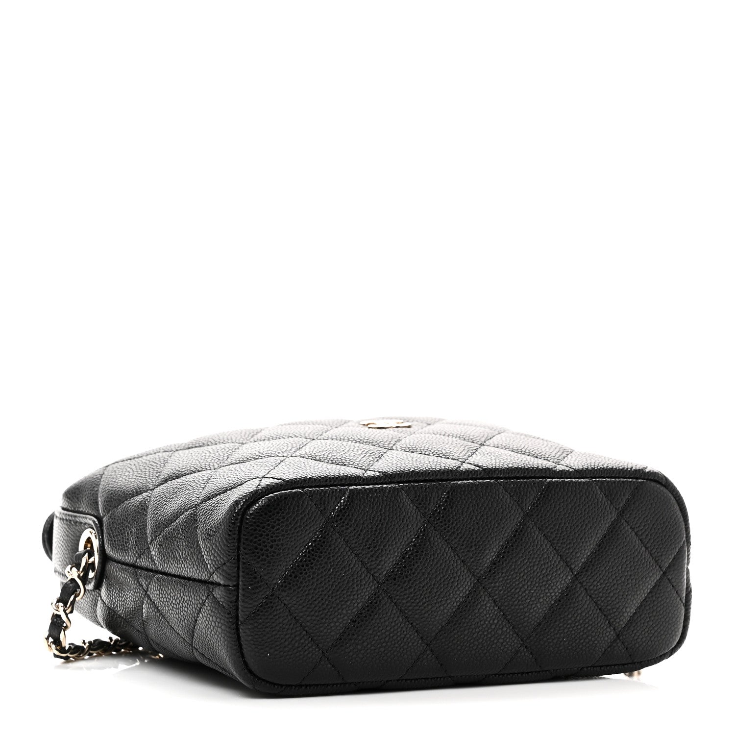 Caviar Quilted Hobo Clutch With Chain Black