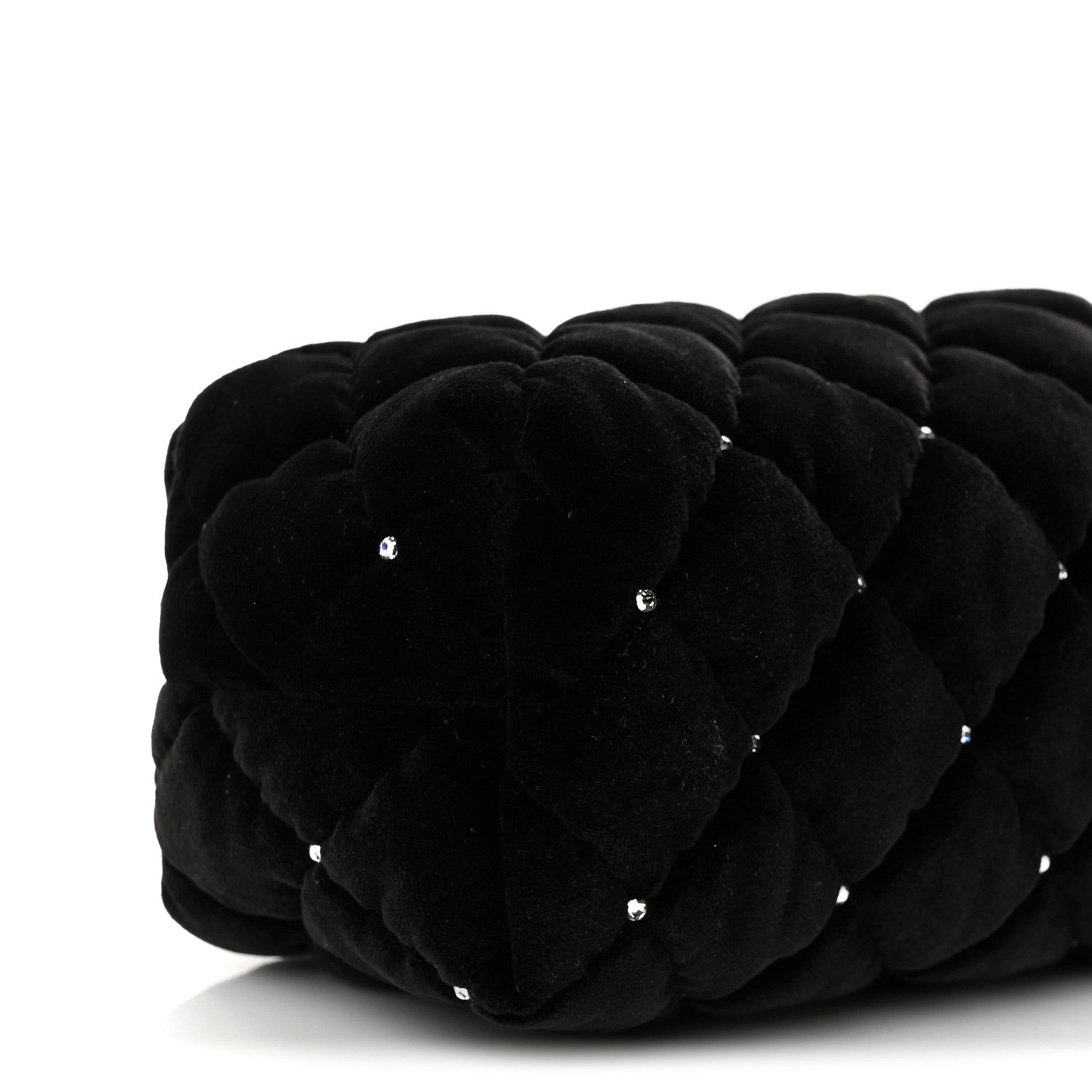 Velvet Diamanté Quilted Wristlet Clutch Black