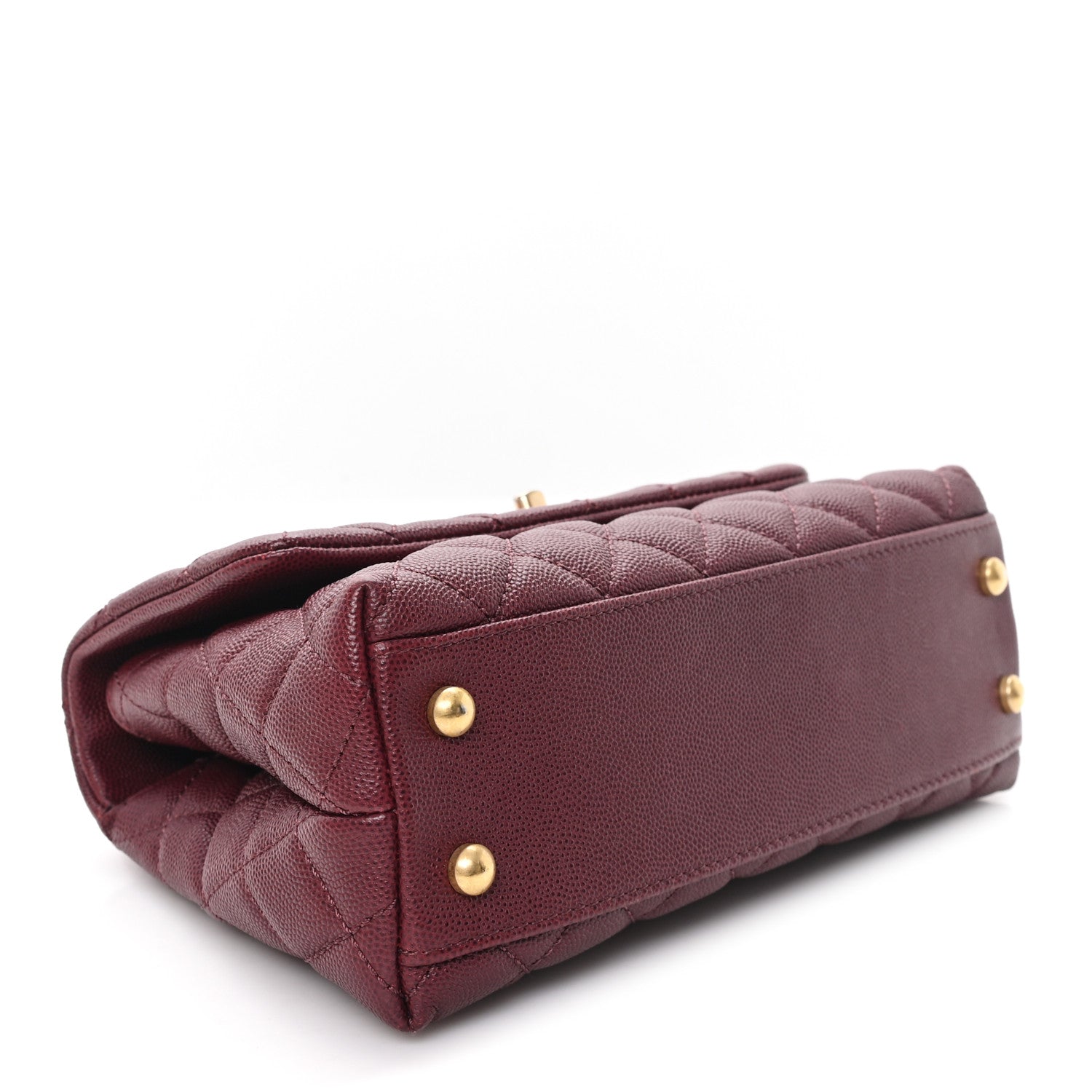 Caviar Lizard Embossed Quilted Mini Coco Handle Flap Burgundy