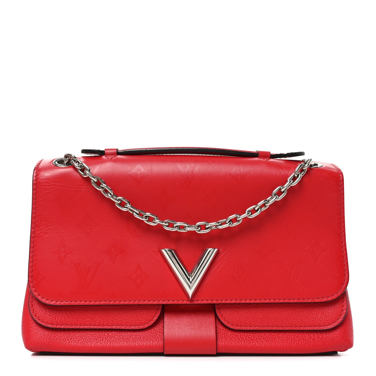 Monogram Cuir Plume Ecume Very Chain Bag Rubis Red