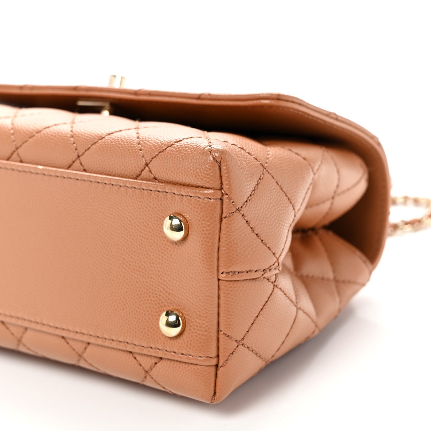 Caviar Quilted Mini Coco Handle Flap Brown