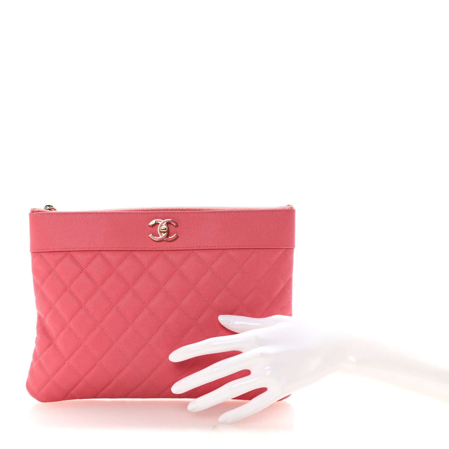 Caviar Quilted Medium Vintage Mademoiselle Cosmetic Case Pink