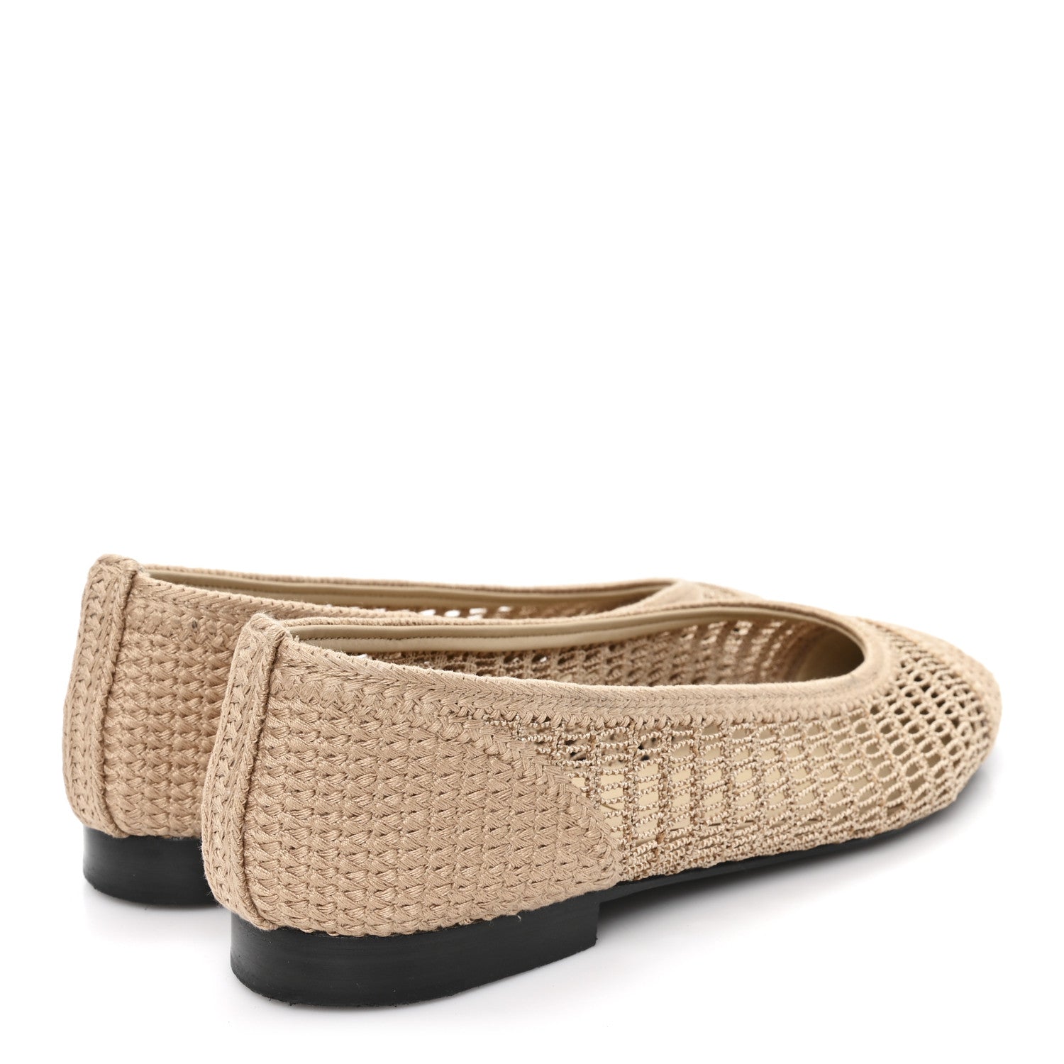 Raffia Cap Toe Ballerina Flats 39 Beige
