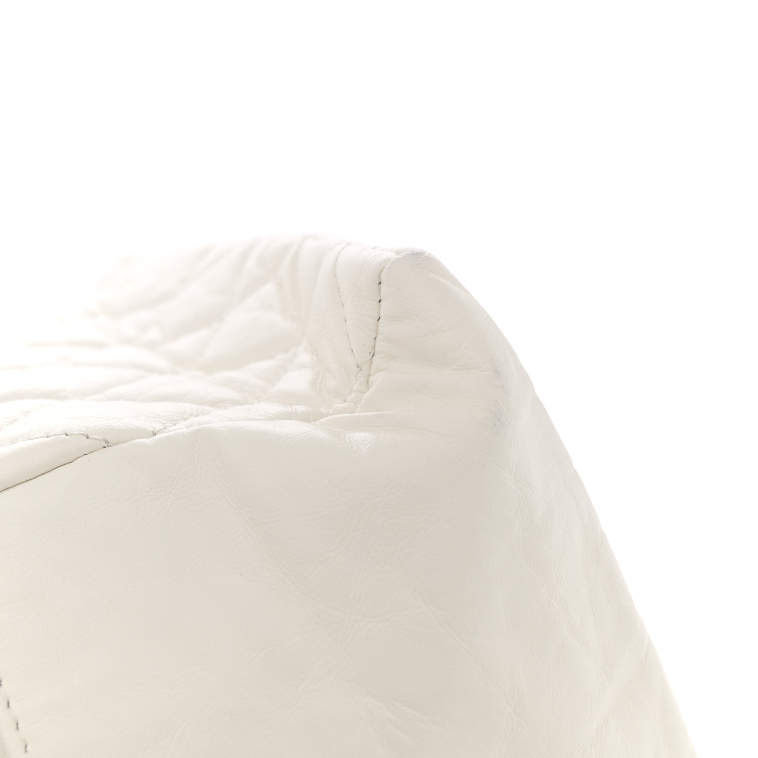 Aged Calfskin Quilted Double Sided Bowling Bag White