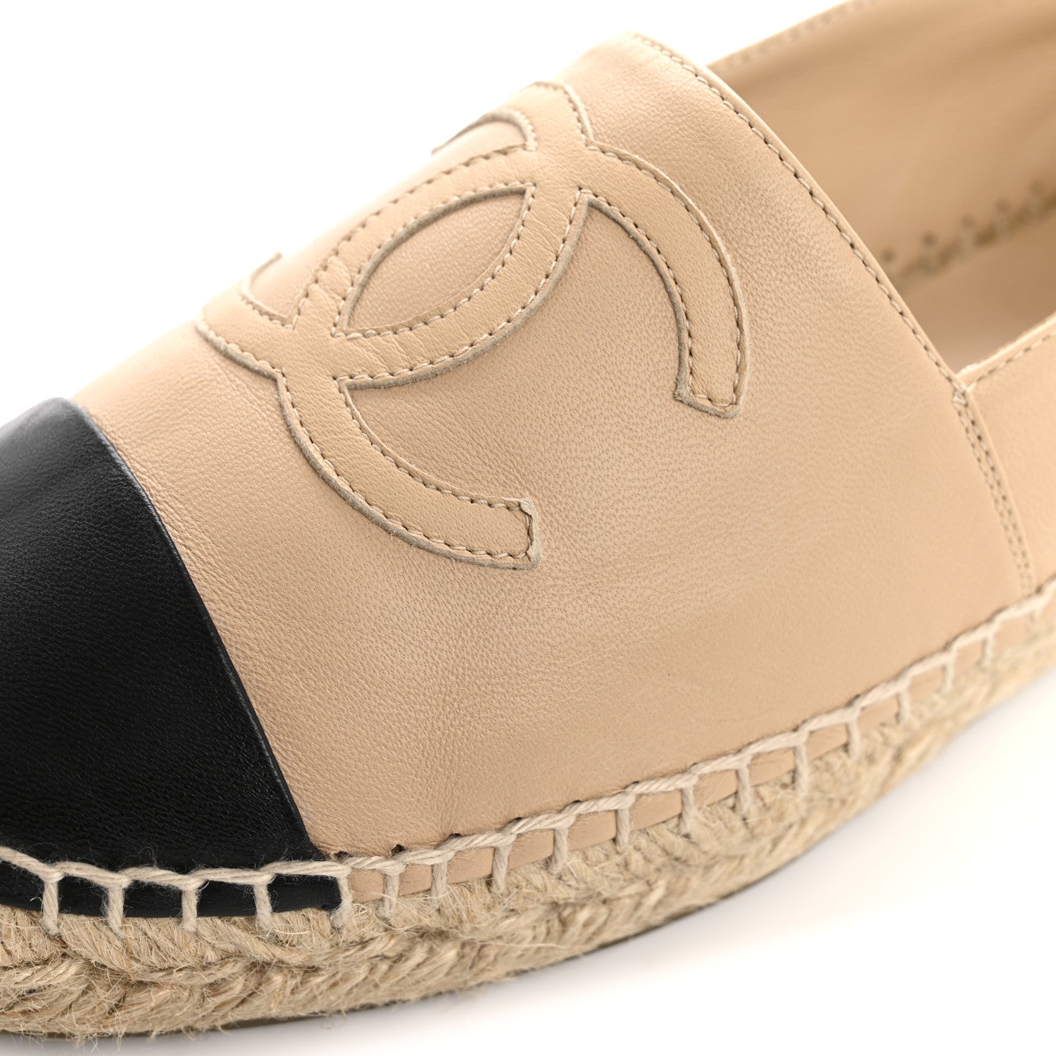 Lambskin CC Espadrilles 36 Beige Black