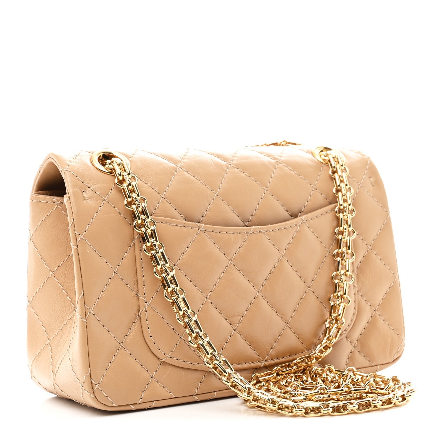 Aged Calfskin Quilted 2.55 Reissue Mini Flap Beige