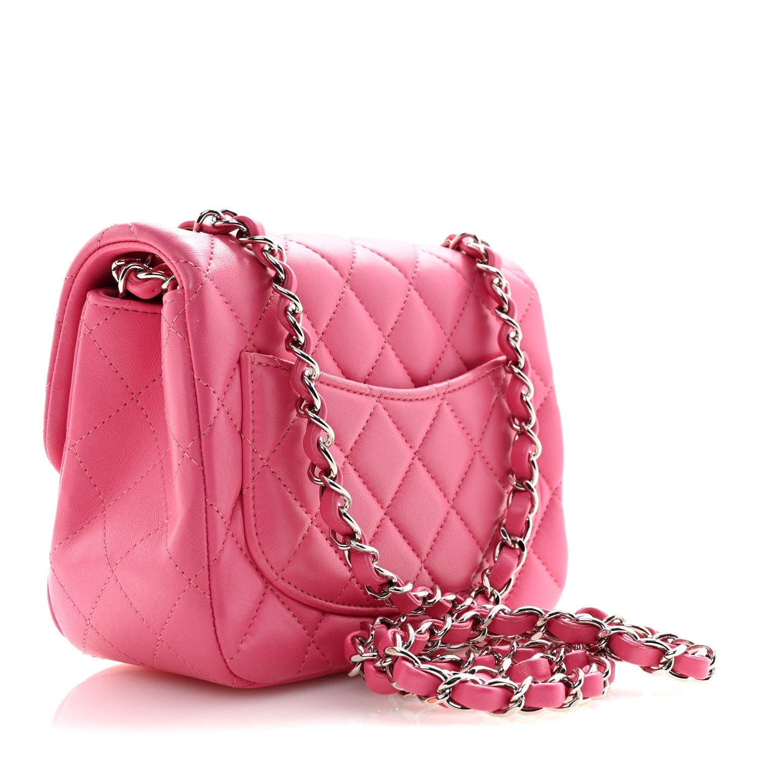 Lambskin Quilted Mini Square Flap Pink