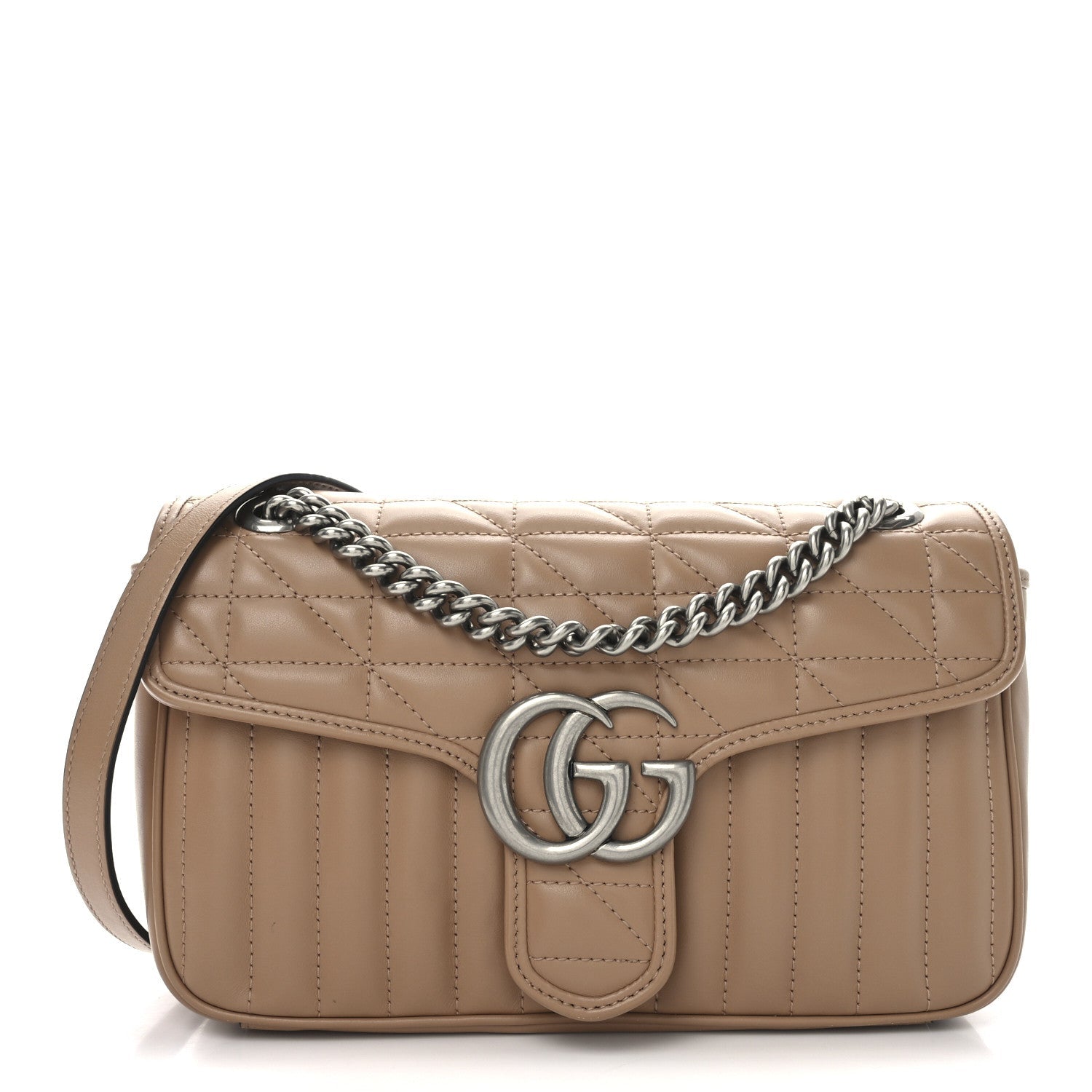 Calfskin Matelasse Aria Small GG Marmont Shoulder Bag Camelia