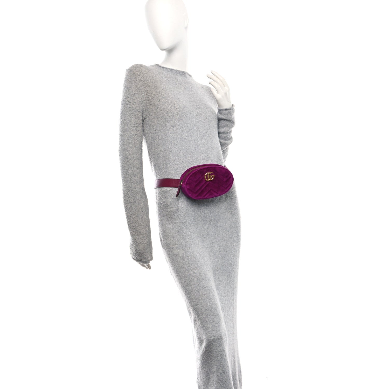 Velvet Matelasse GG Marmont Belt Bag 85 34 Fuchsia Violet Cyclamen