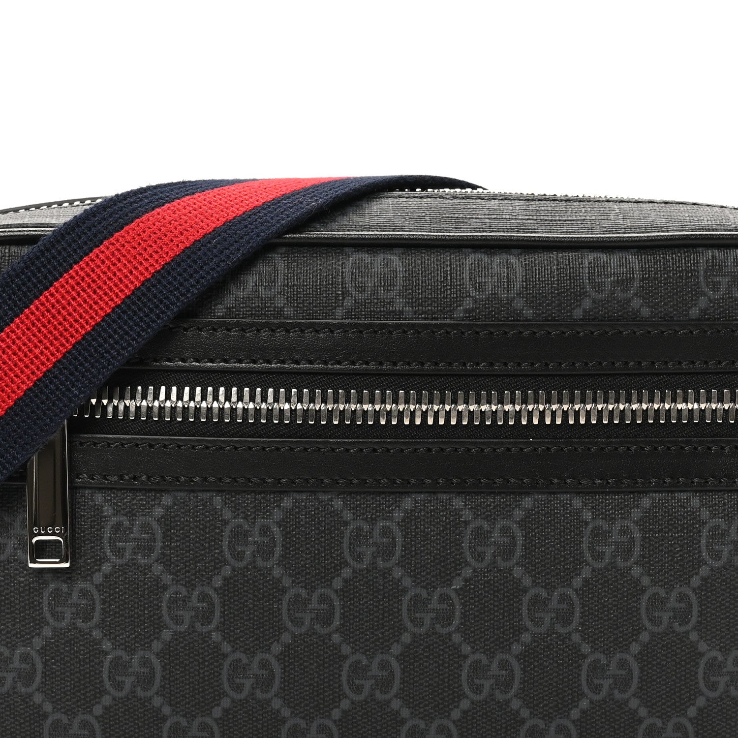 Soft GG Supreme Monogram Web Belt Bag Black Grey