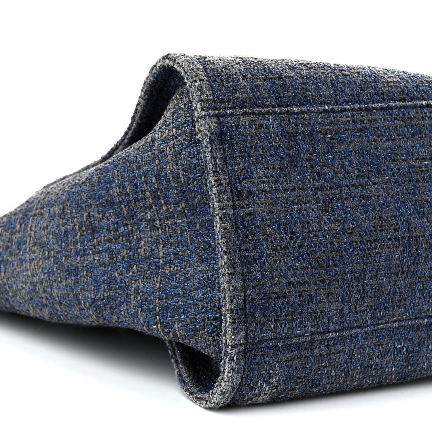 Lurex Canvas Medium Deauville Tote Navy Blue
