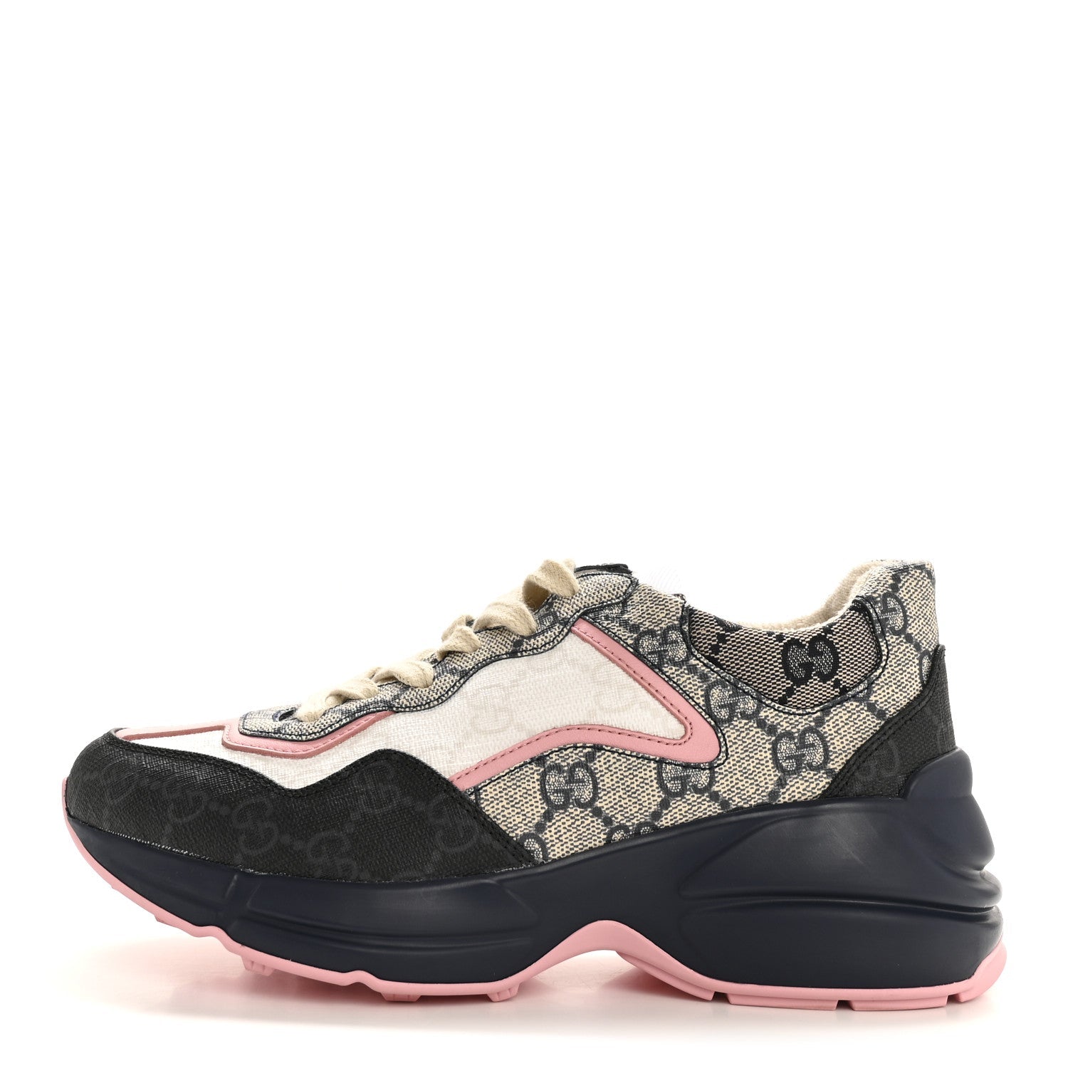 GG Supreme Monogram Mix Monogram Womens Rhyton Sneakers 35.5  Black Blue Wild Rose White Beige
