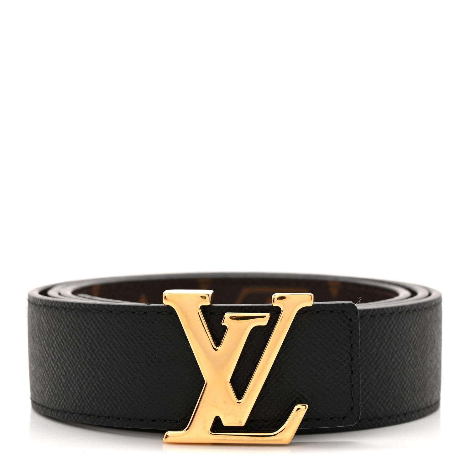 Calfskin Monogram 30mm LV Initiales Reversible Belt 85 34 Black