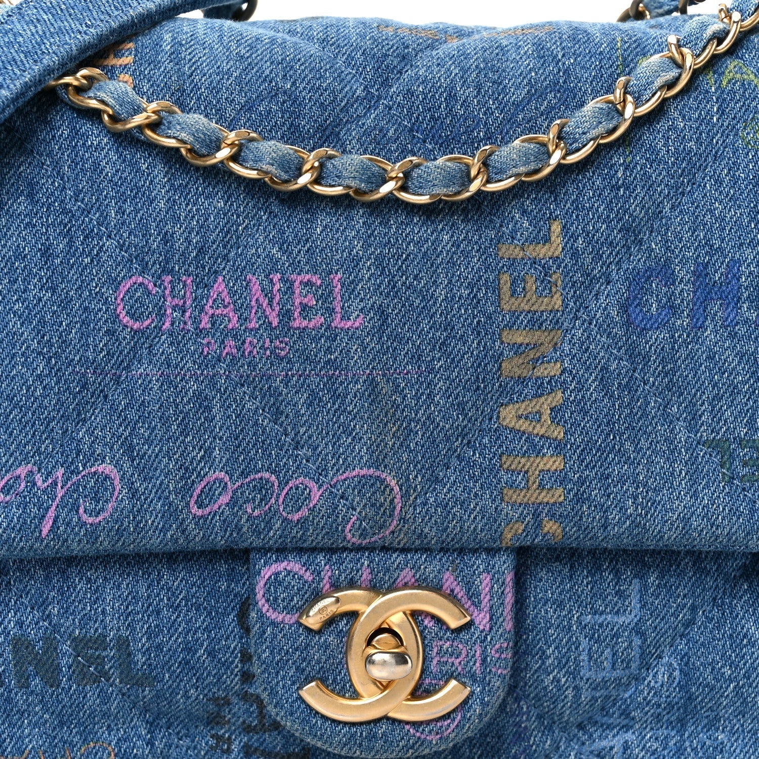 Denim Quilted Denim Large Mood Flap Blue Multicolor