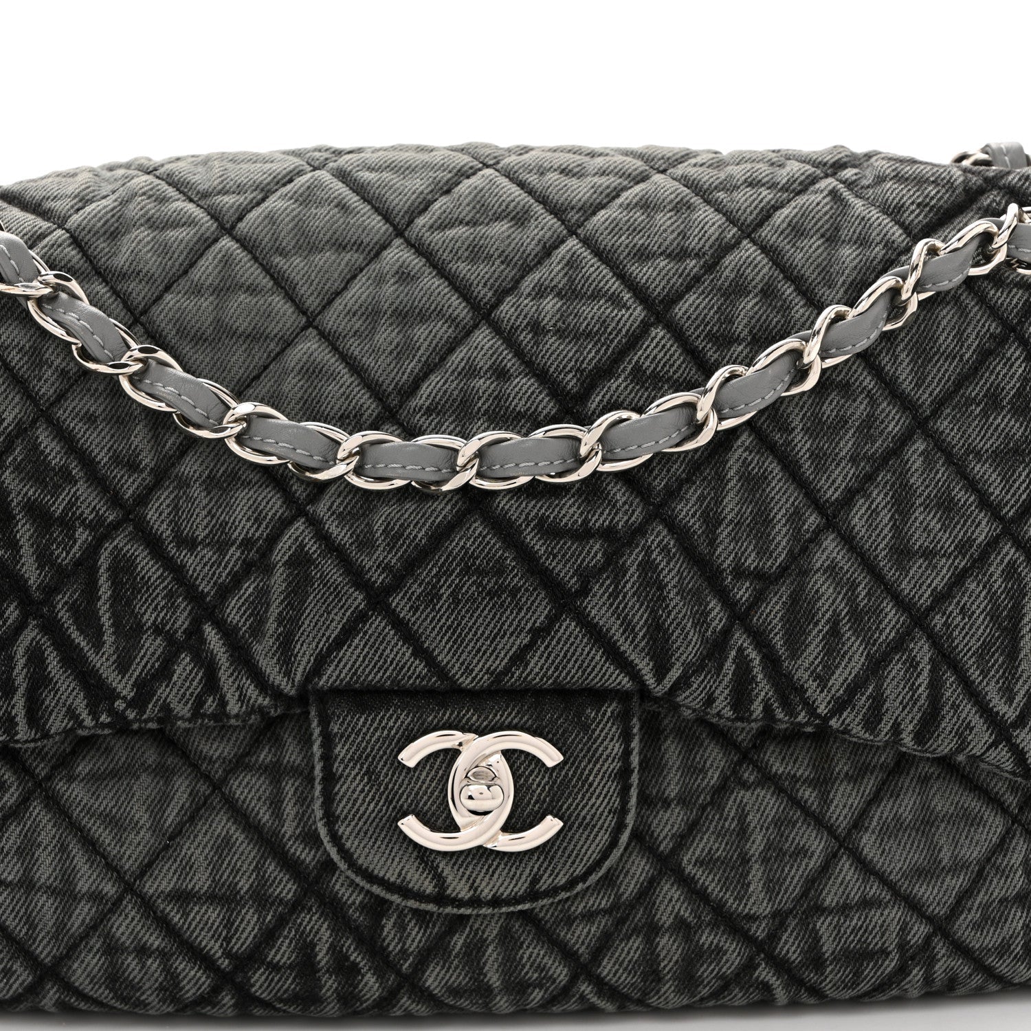 Denim Quilted Denimpression Flap Grey Black