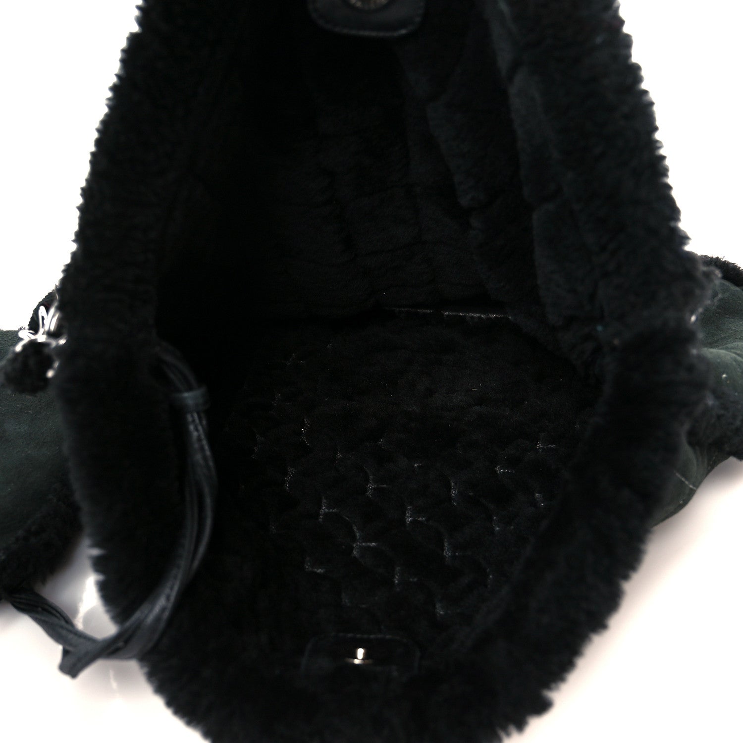 Shearling Suede Stitched CC Tote Black