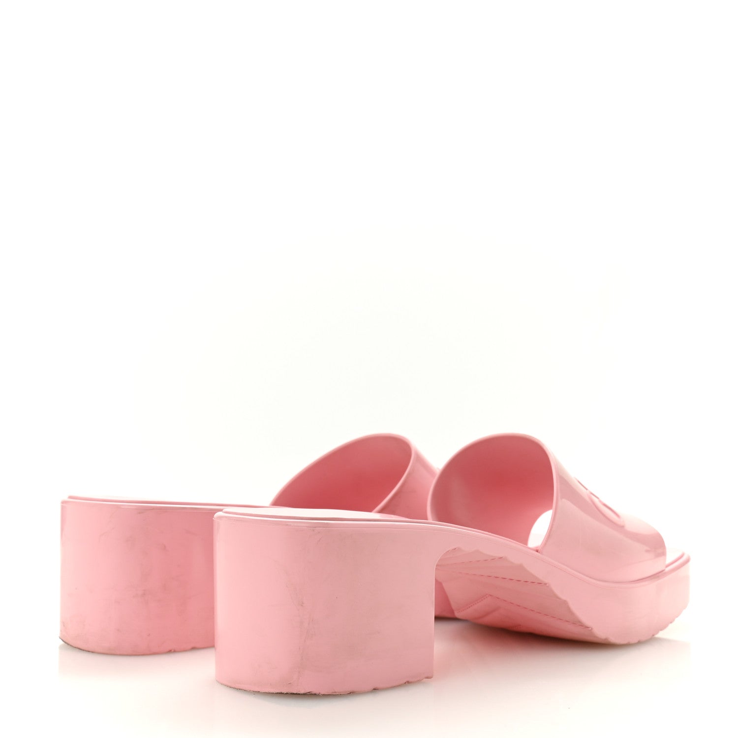 Rubber Gucci Logo Womens Platform 20/60mm Slide Sandals 41 Wild Rose