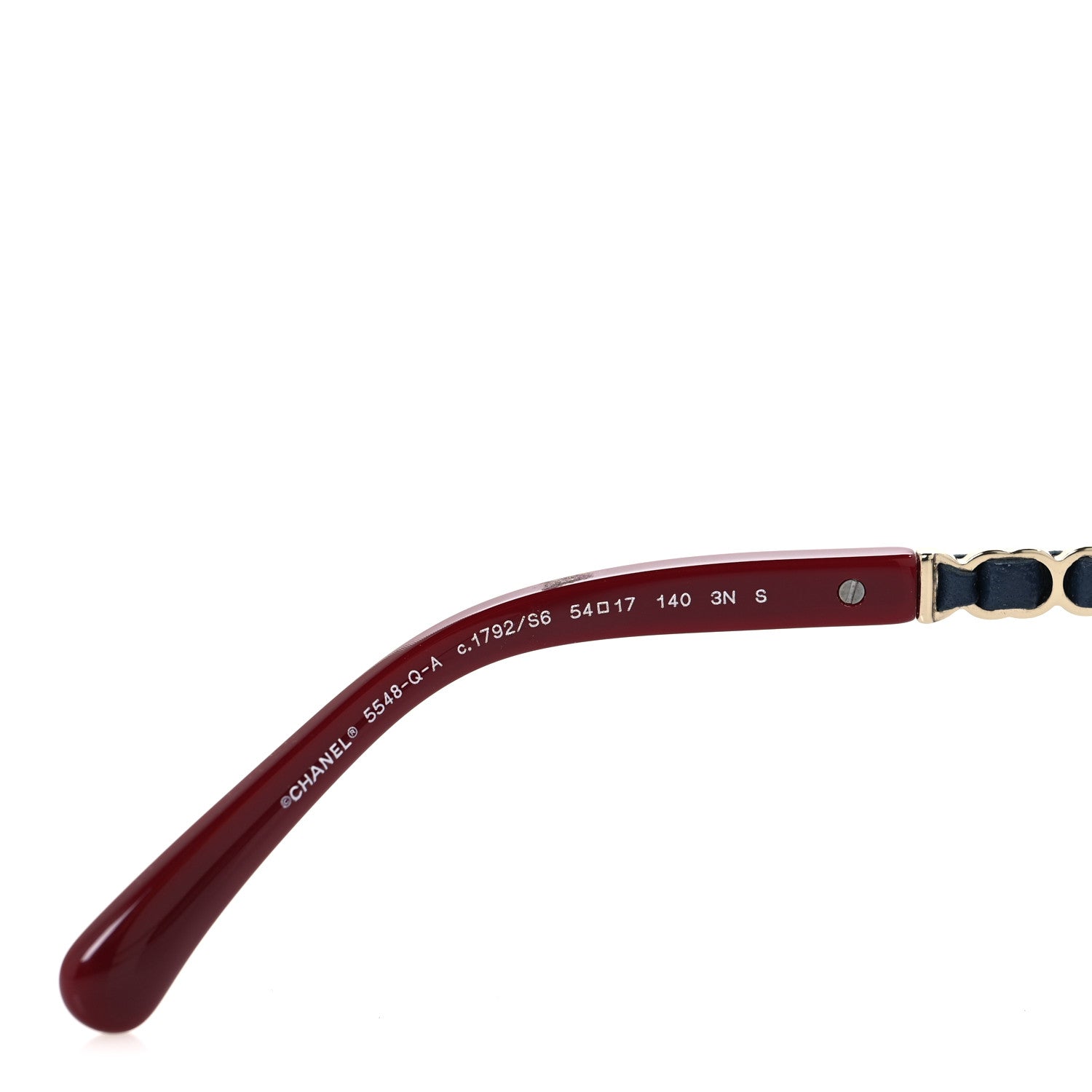 Acetate Metal Calfskin CC Square Sunglasses 5548-Q-A Burgundy