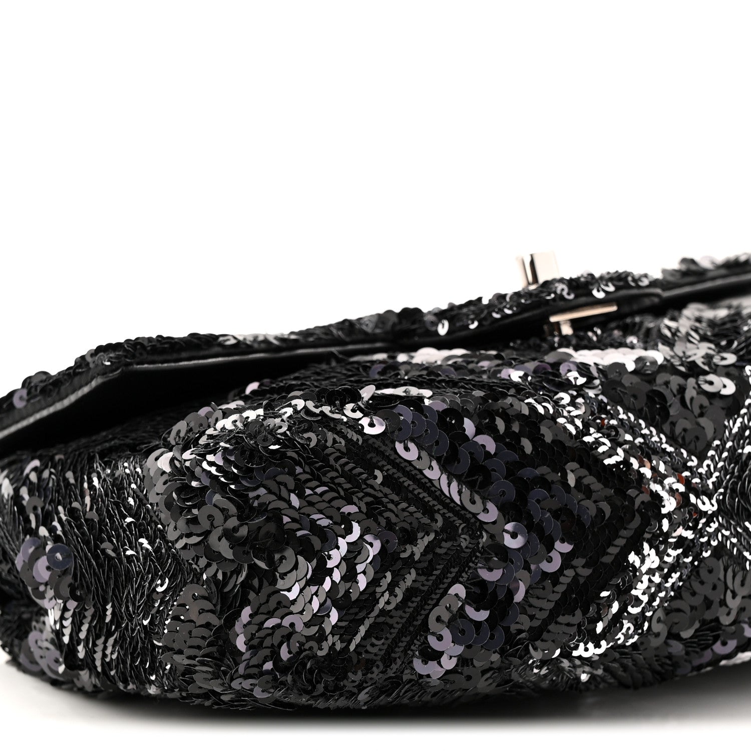 Sequins Chevron Mini Rectangular Flap Black