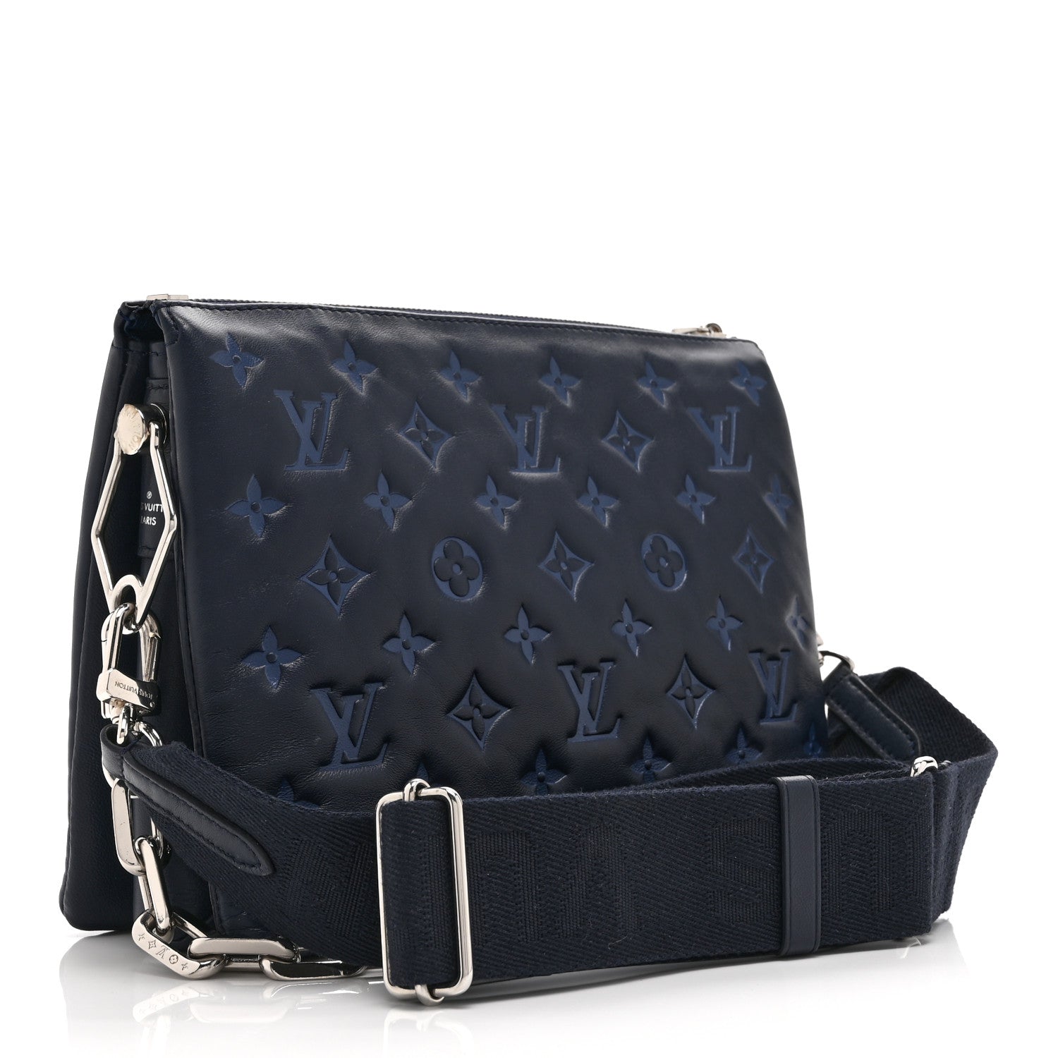 Lambskin Embossed Monogram Coussin PM Denim Blue