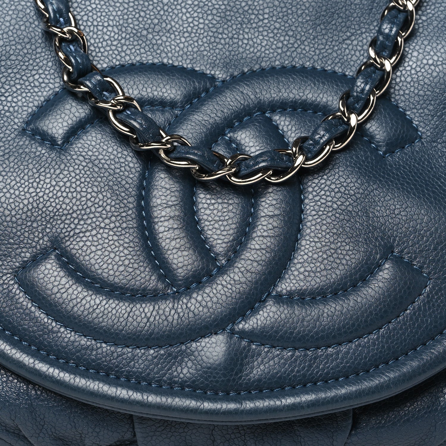 Caviar Large Half Moon Flap Navy