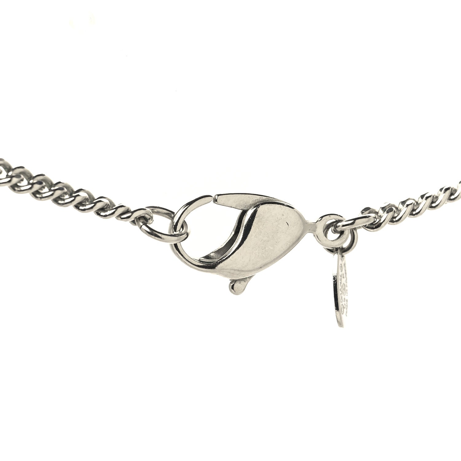 Metal Crystal CC Long Chain Necklace Silver