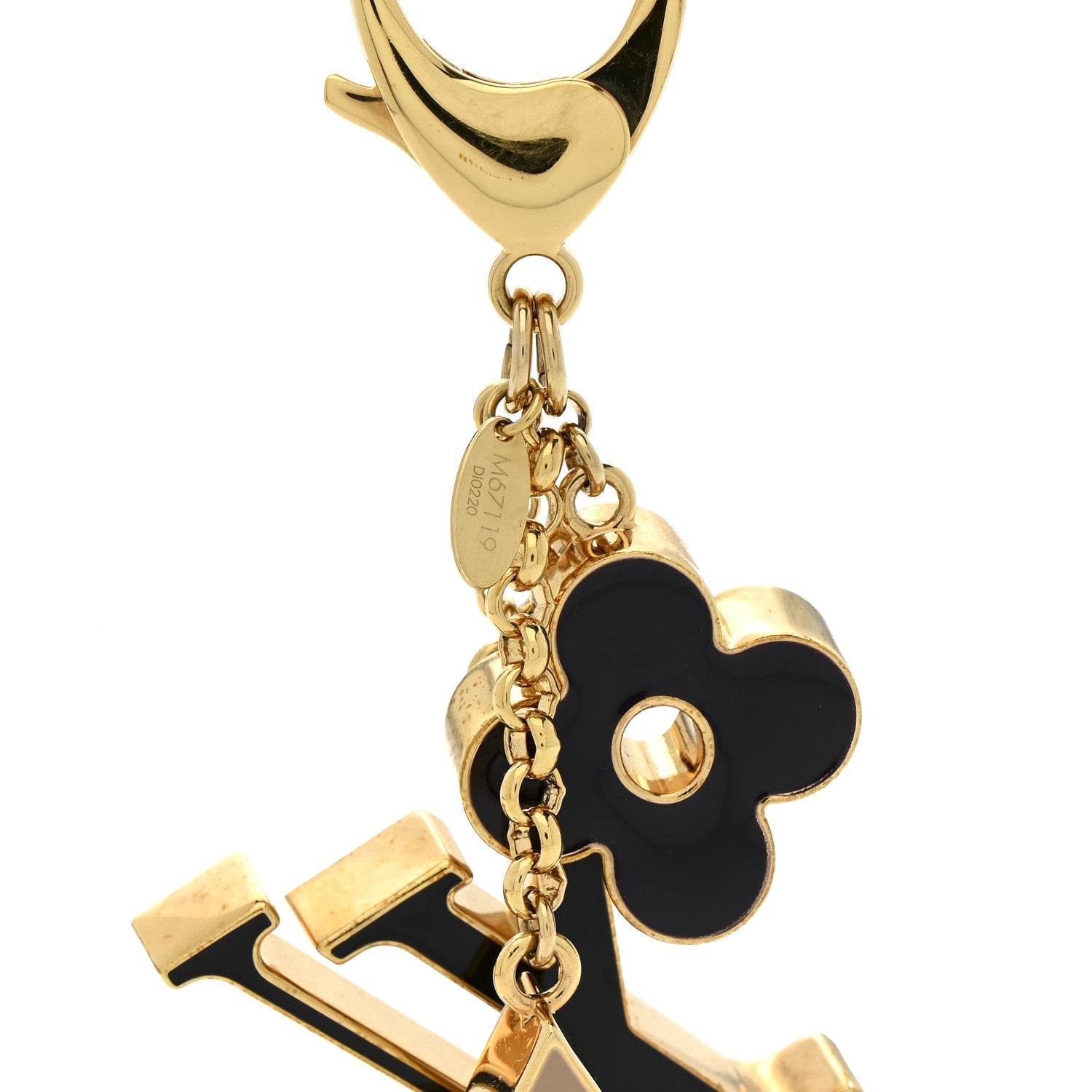 Metal Enamel Fleur De Monogram Bag Charm Dore