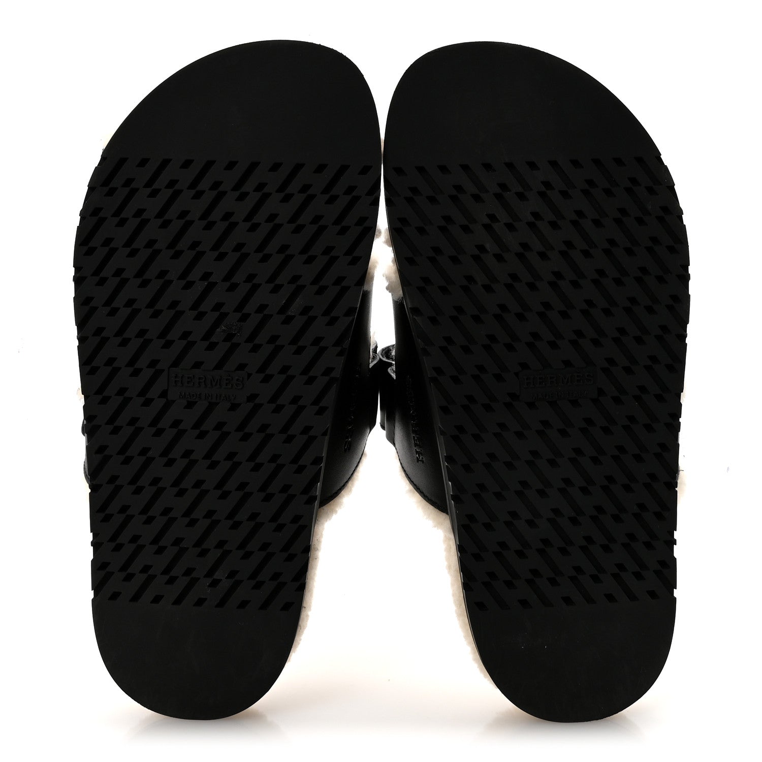 Calfskin Woolskin Womens Chypre Sandals 35.5 Black Ecru