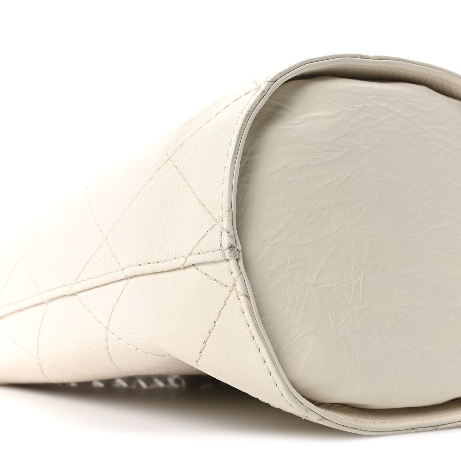 Crumpled Calfskin Bucket Bag White