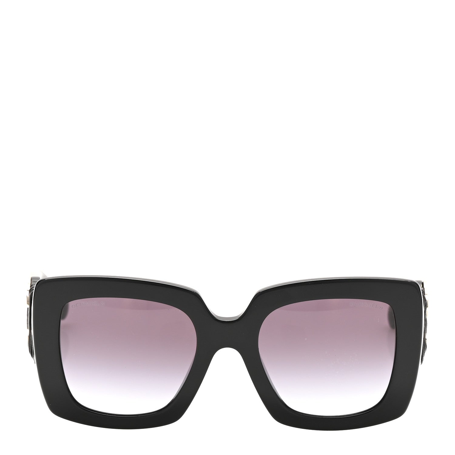 Acetate Calfskin Square Sunglasses 5474-Q-A Black