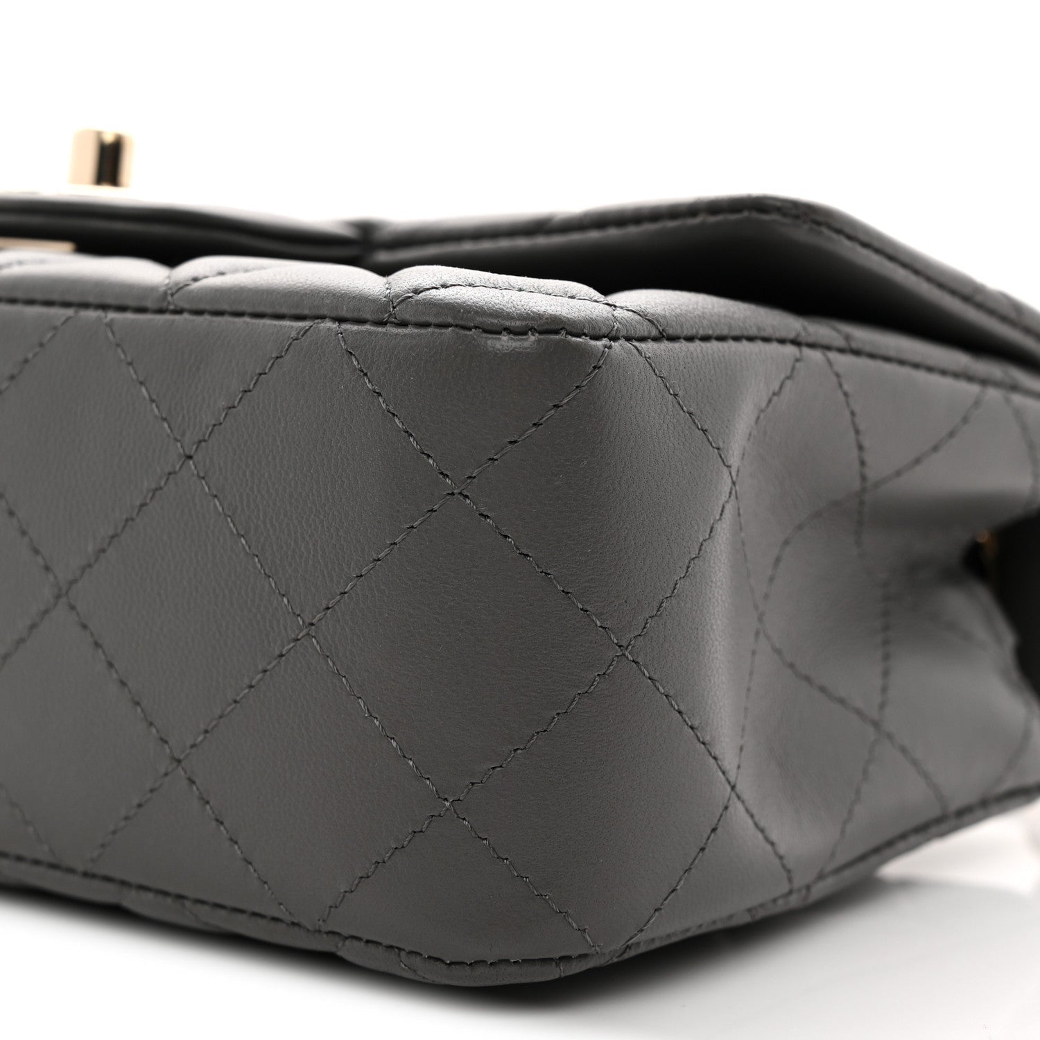 Lambskin Quilted Mini Rectangular Flap Dark Grey
