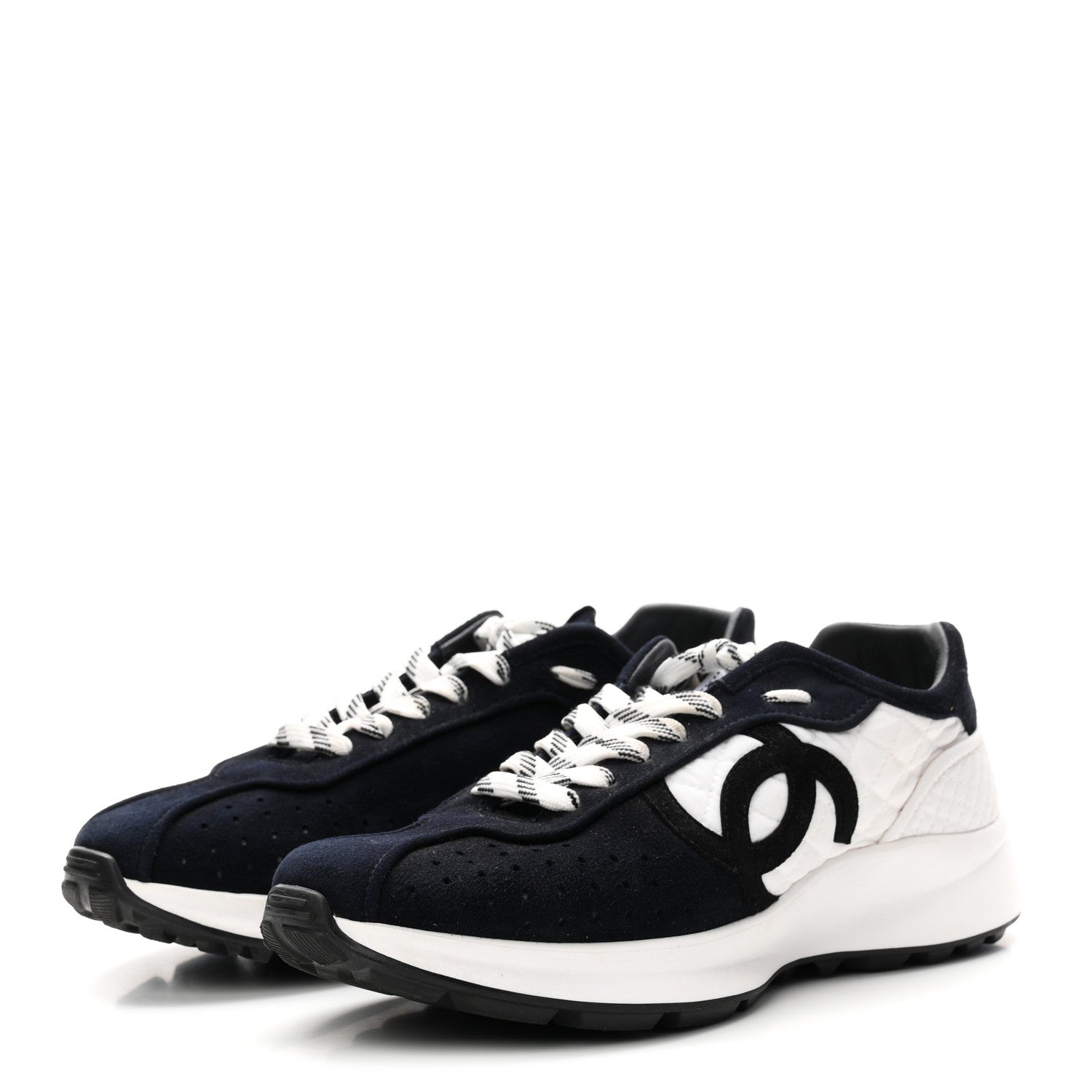Fabric Suede Kidskin CC Sneakers 41 Dark Navy White