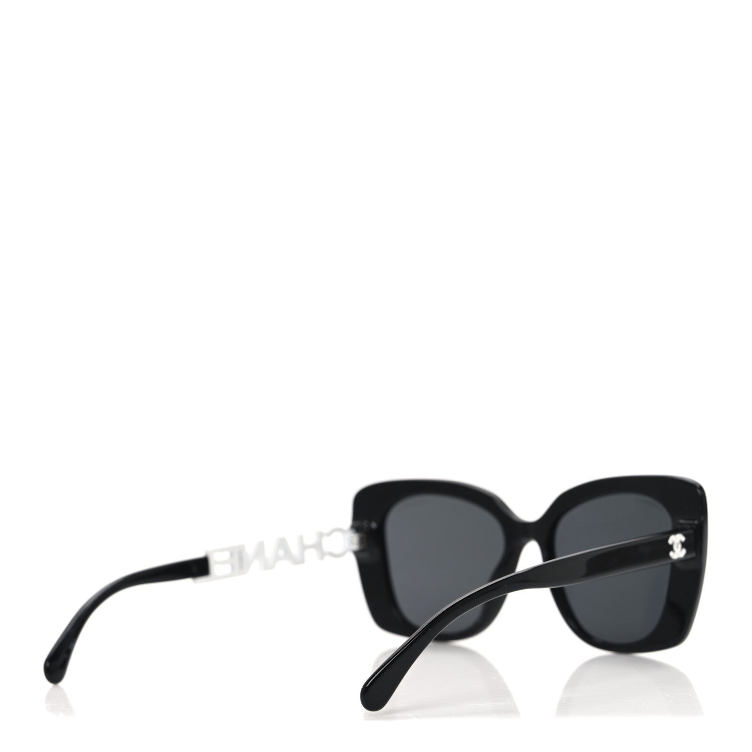Acetate Strass Square Sunglasses 5422-B Black White