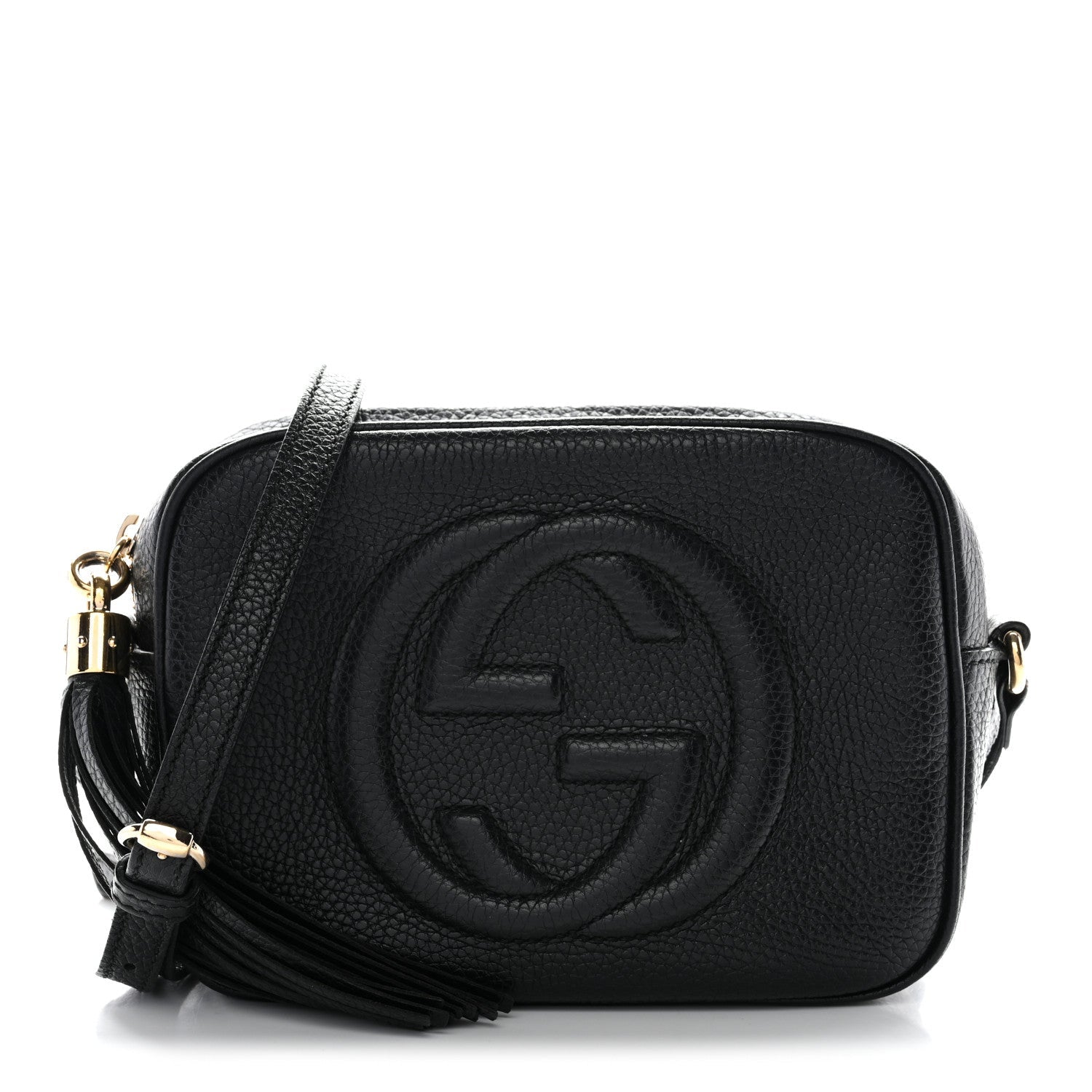 Pebbled Calfskin Small Soho Disco Bag Black
