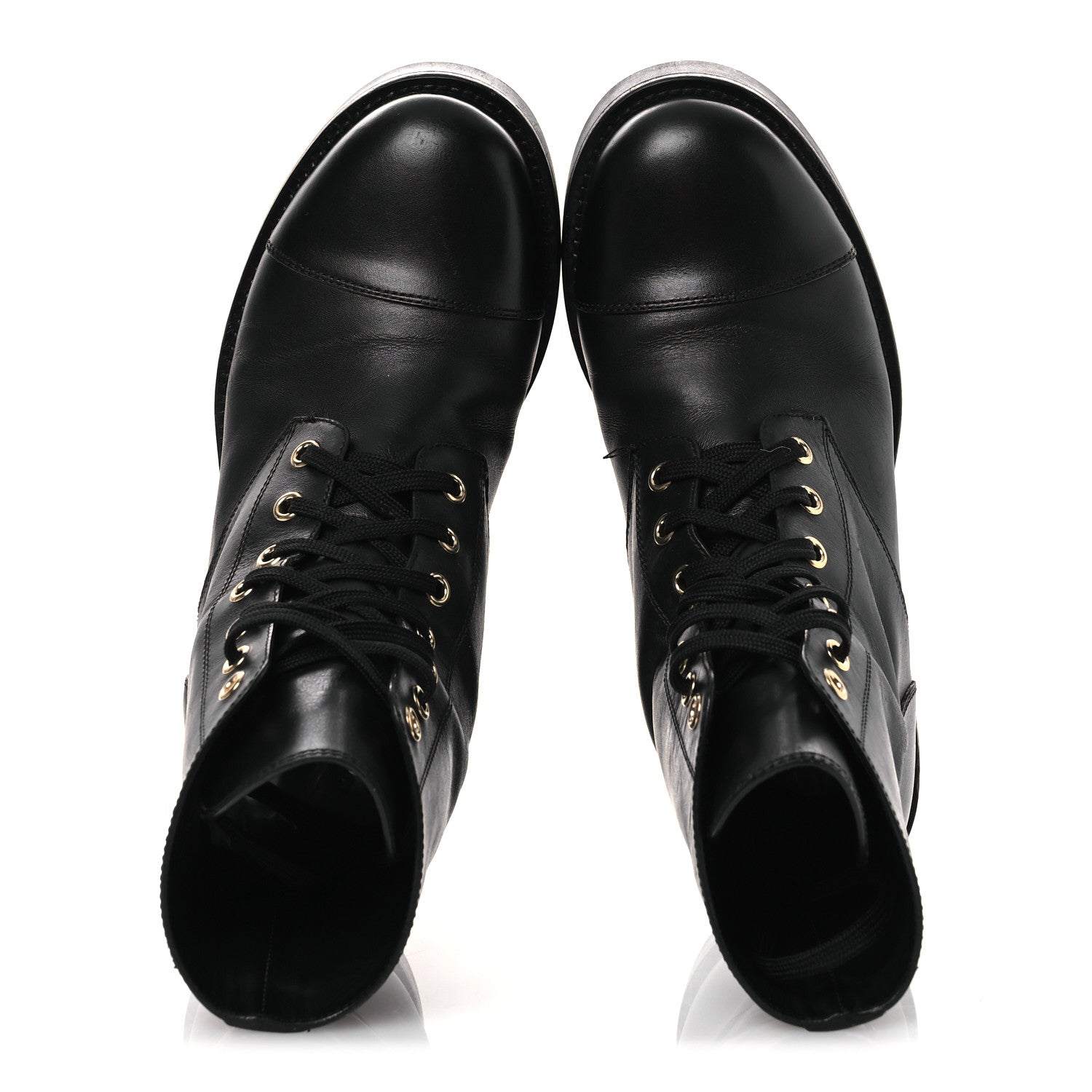 Calfskin Flat Ranger Boots 36.5 Black