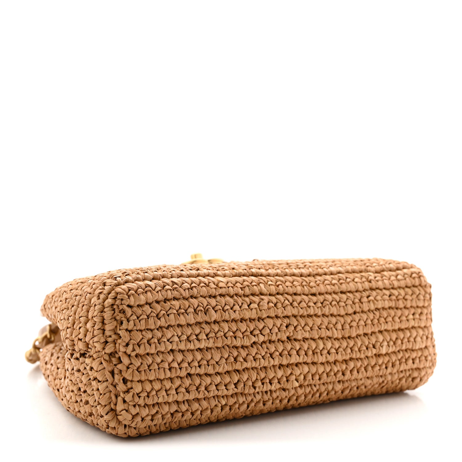 Braided Raffia Nano Kelly Flap Bag Dark Beige