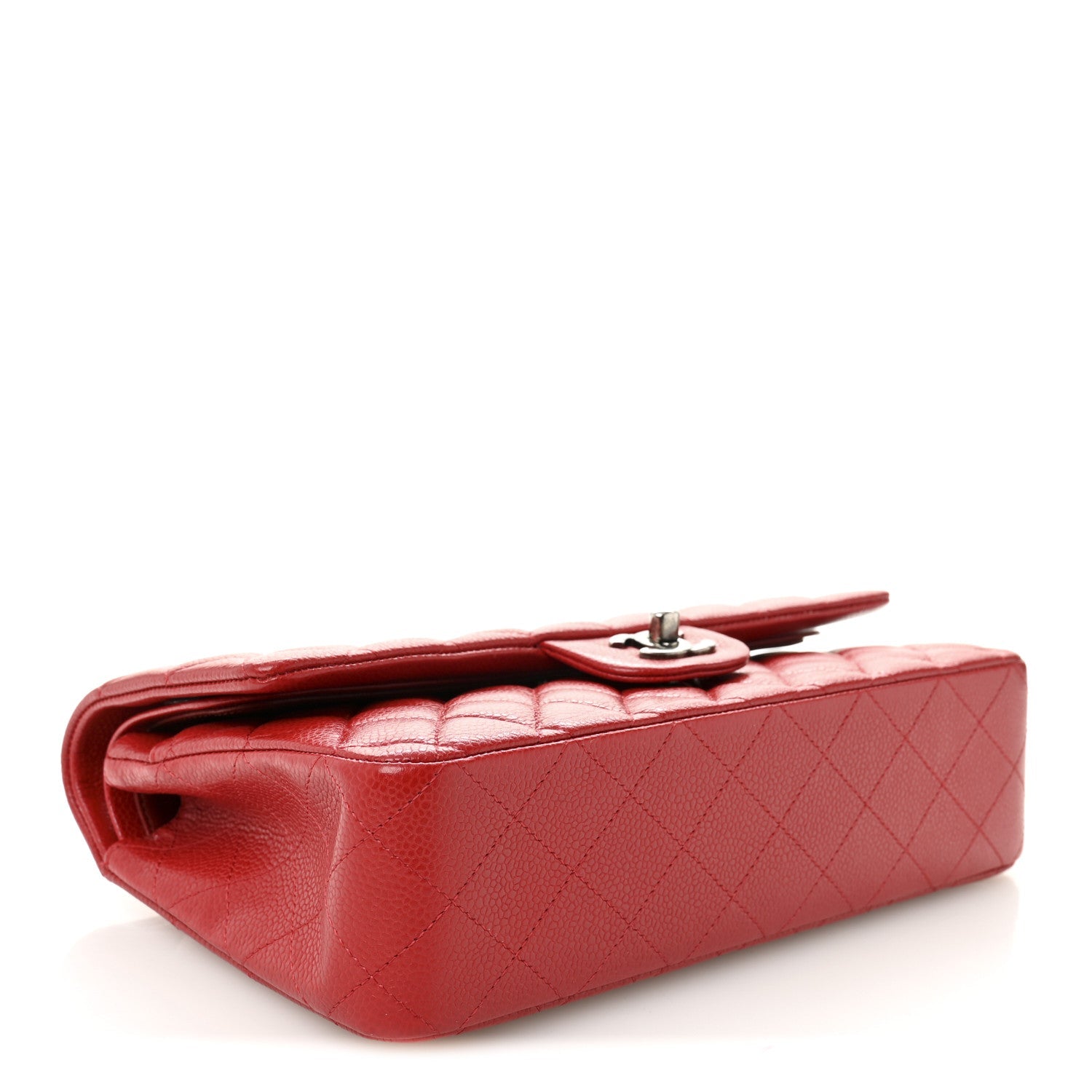 Caviar Quilted Medium Double Flap Red